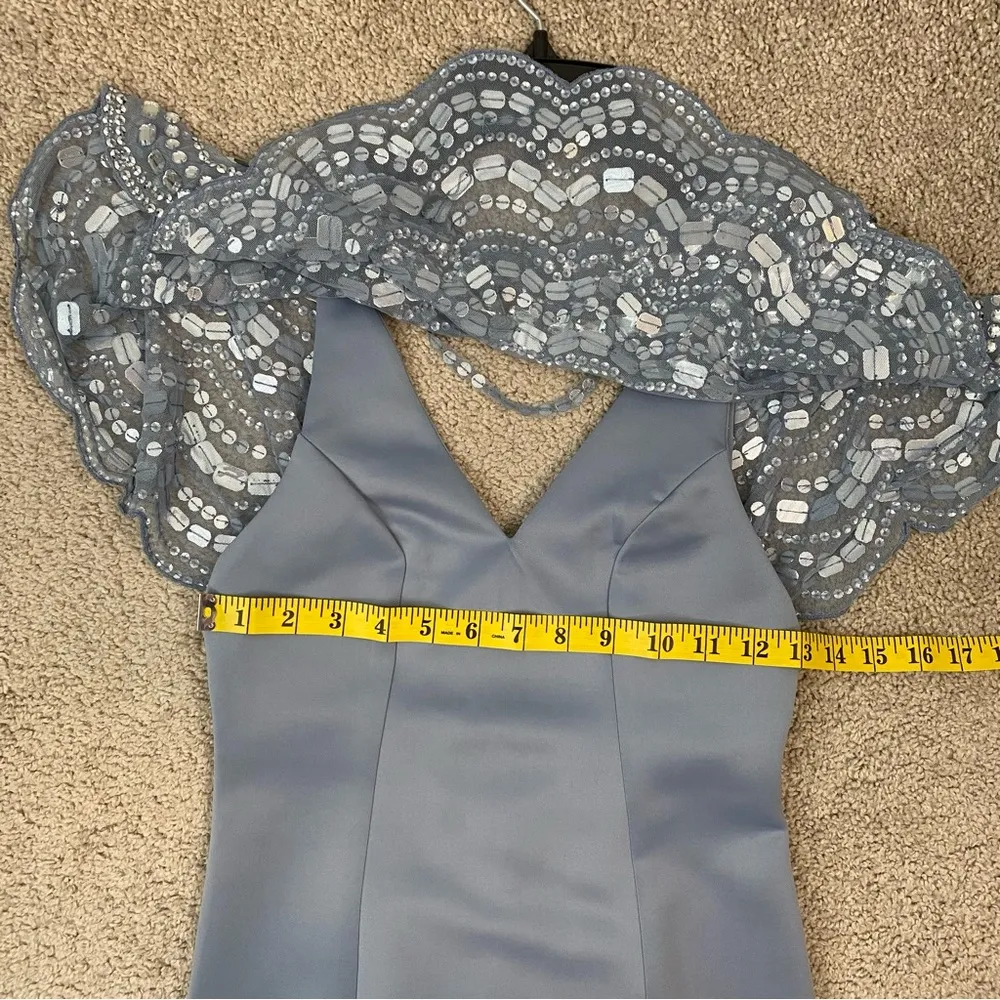 ASOS Design Embellished Cape Midi Scuba Dress Dusty Blue 2 - Image 12