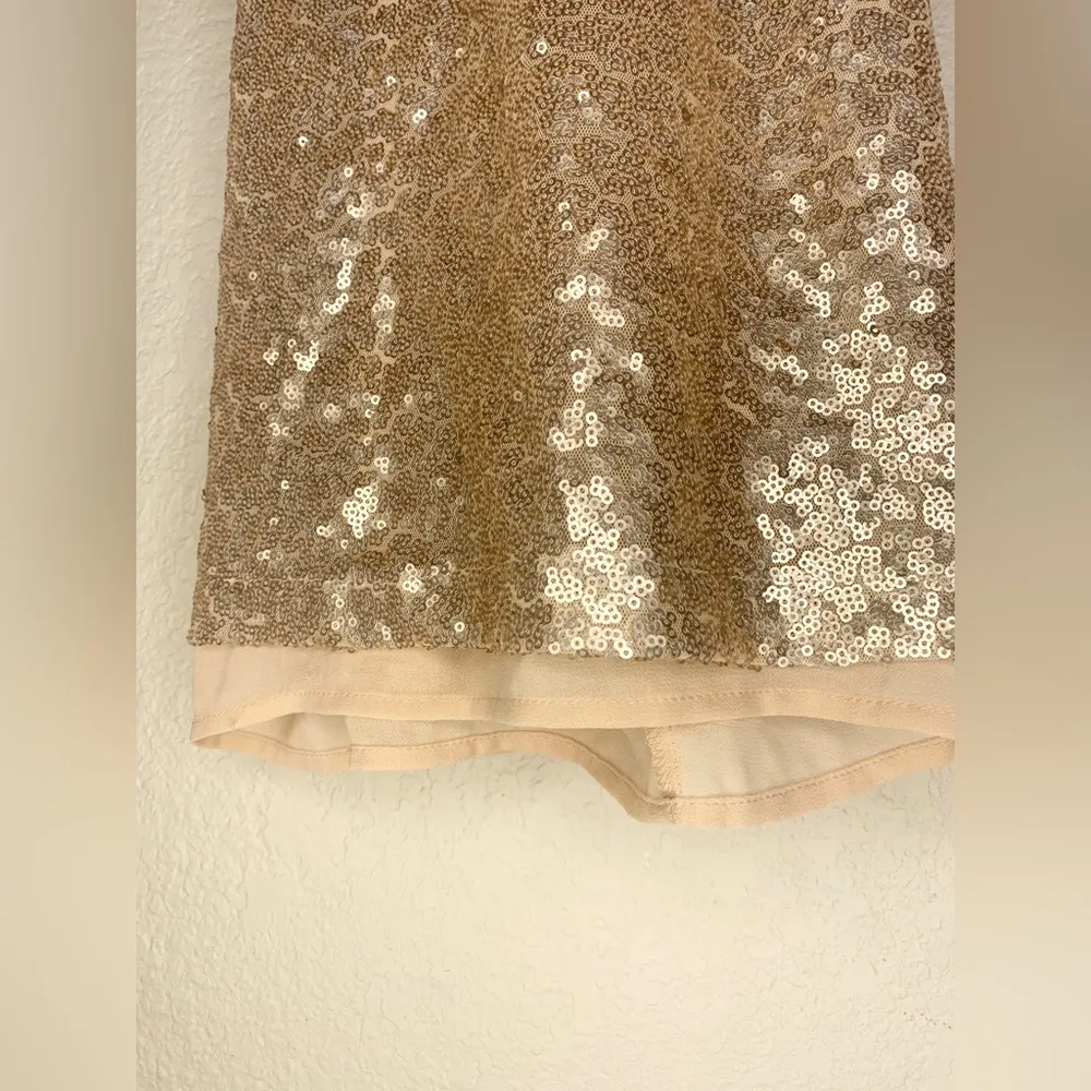 NWT Free Press Gold Sequin Criss Cross Back Mini Cocktail Dress Size M - Image 5