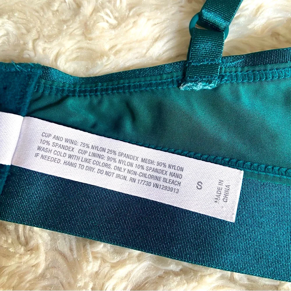Auden Emerald Green Satin & Mesh Lined Luxe Collection Bralette S Small - Image 7