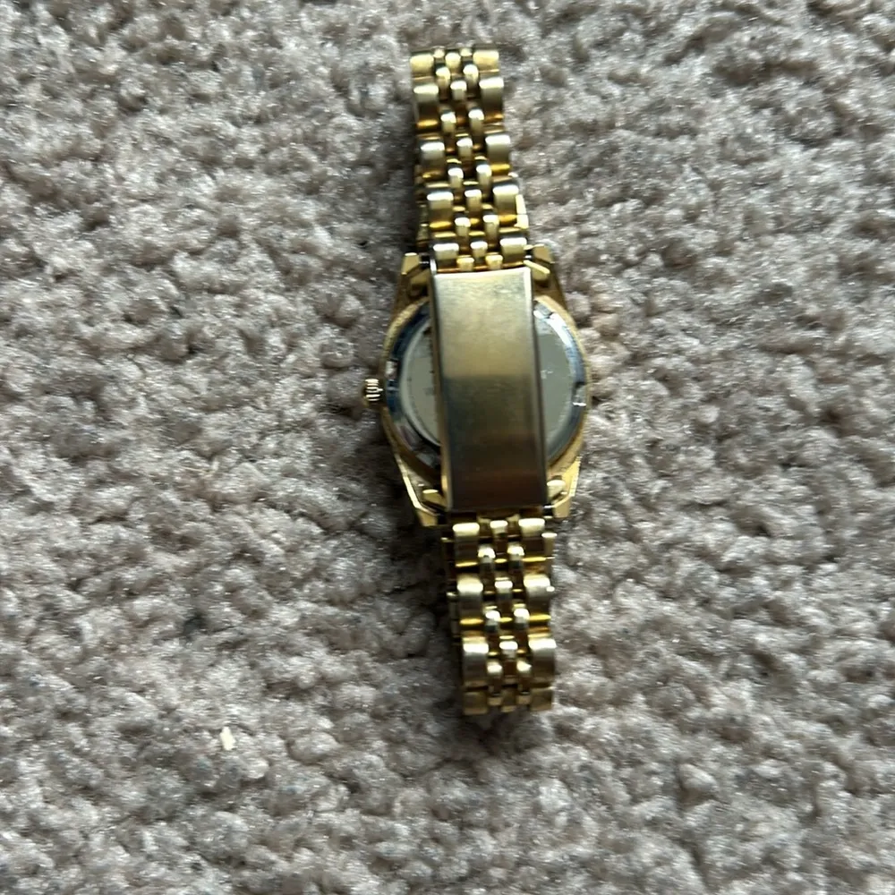 Swanson womens vintage dainty gold tone crystal watch one size measurement shown - Image 5