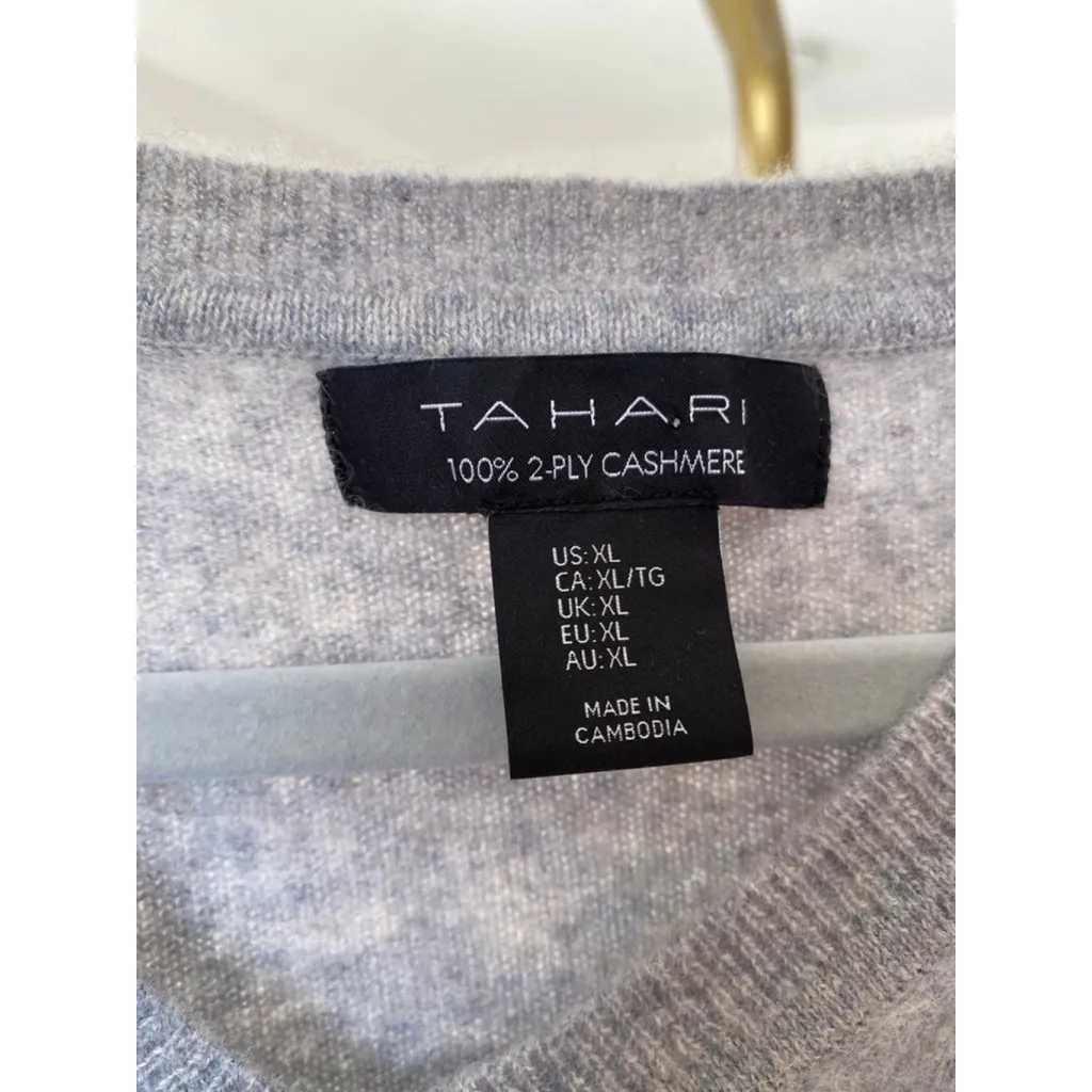 Cashmere Tahari 100% 2 Ply V Neck Sweater XL Quiet Luxury - Image 4