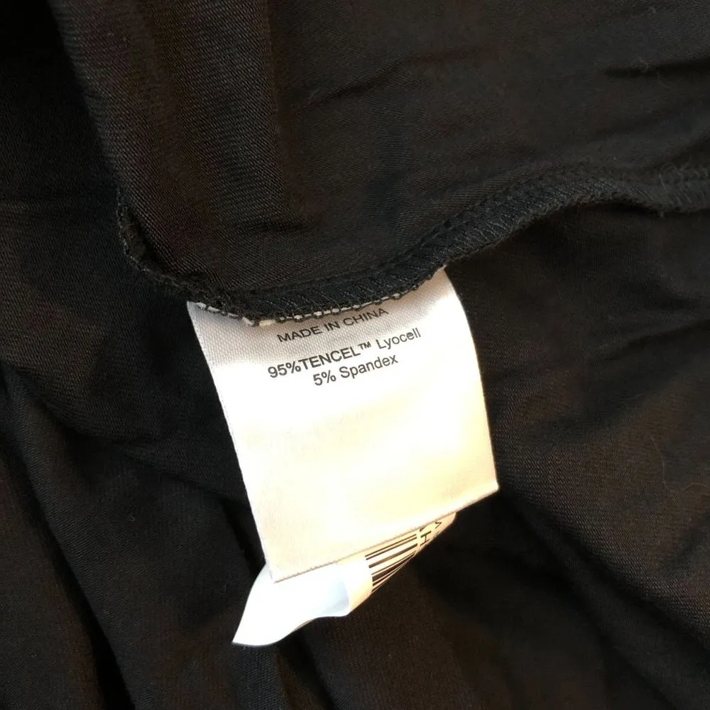 Quince Womens Tencel Jersey Midi Wrap Dress Tie Waist Shawl Collar Black S - Image 6