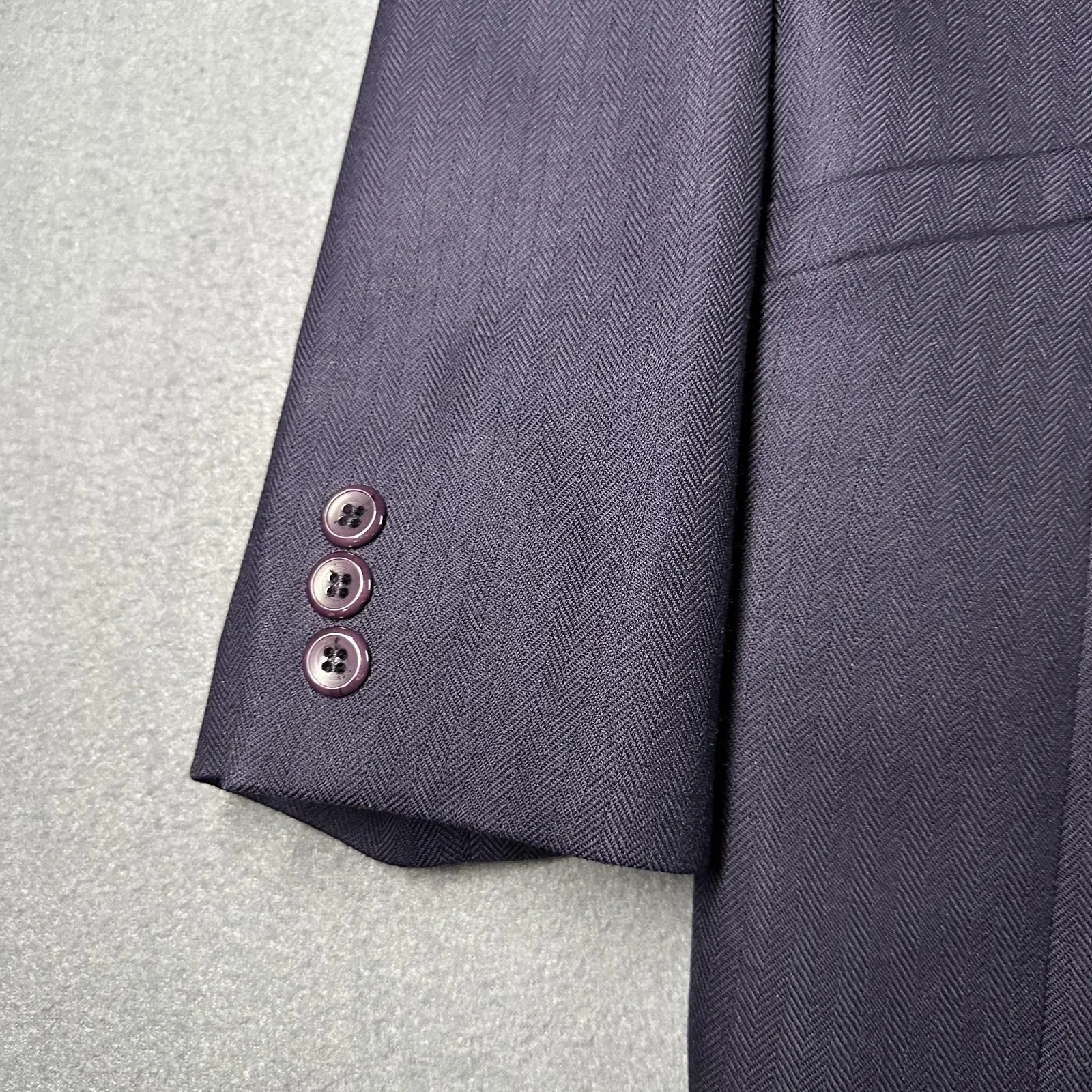 Pendleton Blazer Womens 18 Navy 100% Virgin Wool Herringbone Lined Made in USA - Image 2