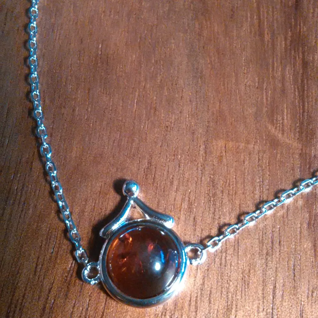 Baltic Amber Round Stone Sterling Silver Bracelet (6 Inch) - Image 6