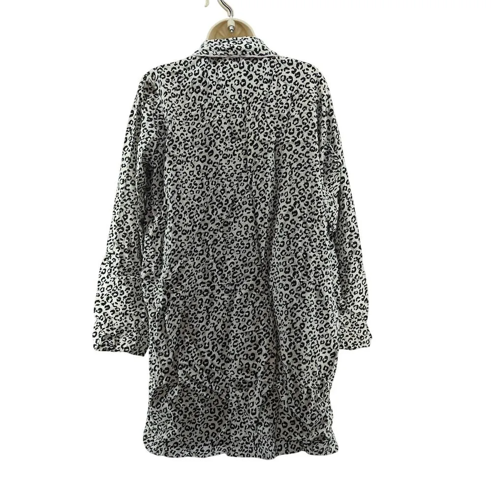 Victoria’s Secret Leopard Print Flannel Button Front Pajamas Womens Large - Image 4