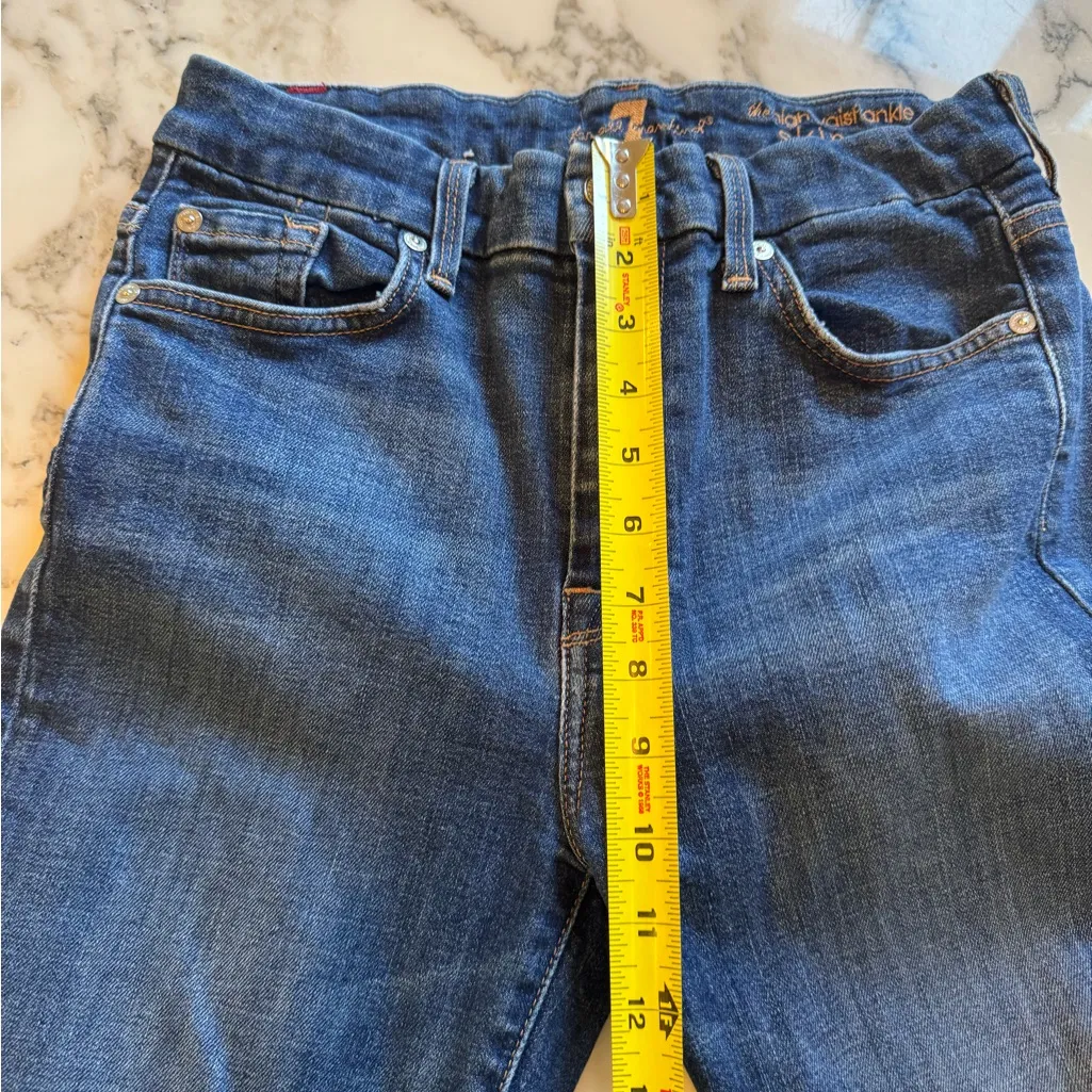 EUC 7 For All Mankind High Waist Ankle Skinny Jean Raw Hem Unique Leg Women’s 29 - Image 6