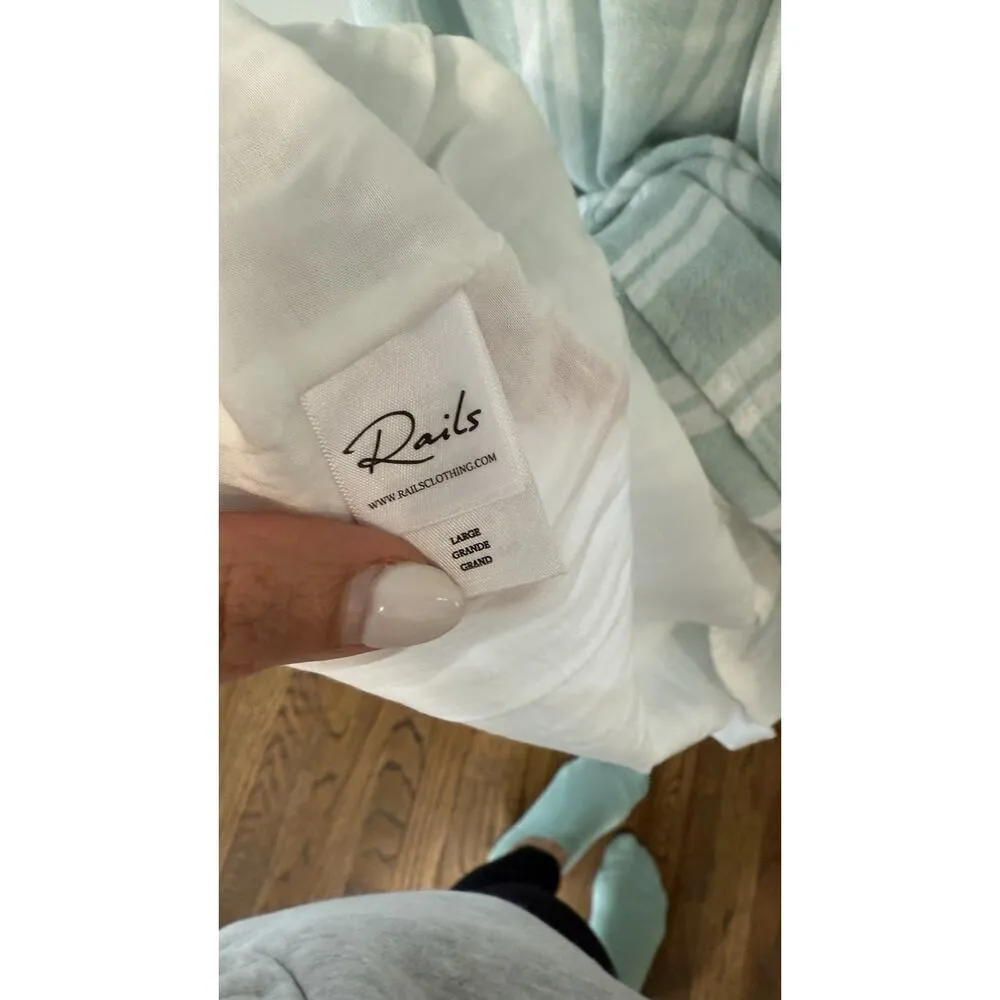 RAILS CAPRI JUNIPER STRIPE MIDI DRESS Size Large with ruffle NWT 1781 - Image 8