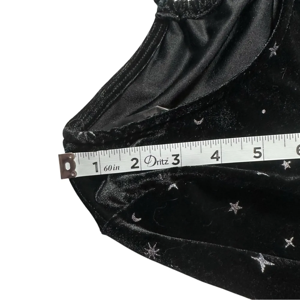 Wild fable Black Long Sleeve Velvet Celestial Stars Moons Sun Silver Metallic S - Image 7