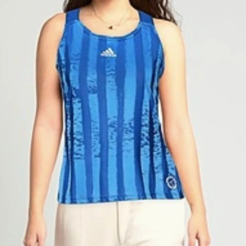 Adidas blue stiped Tank top L Size L - Image 4