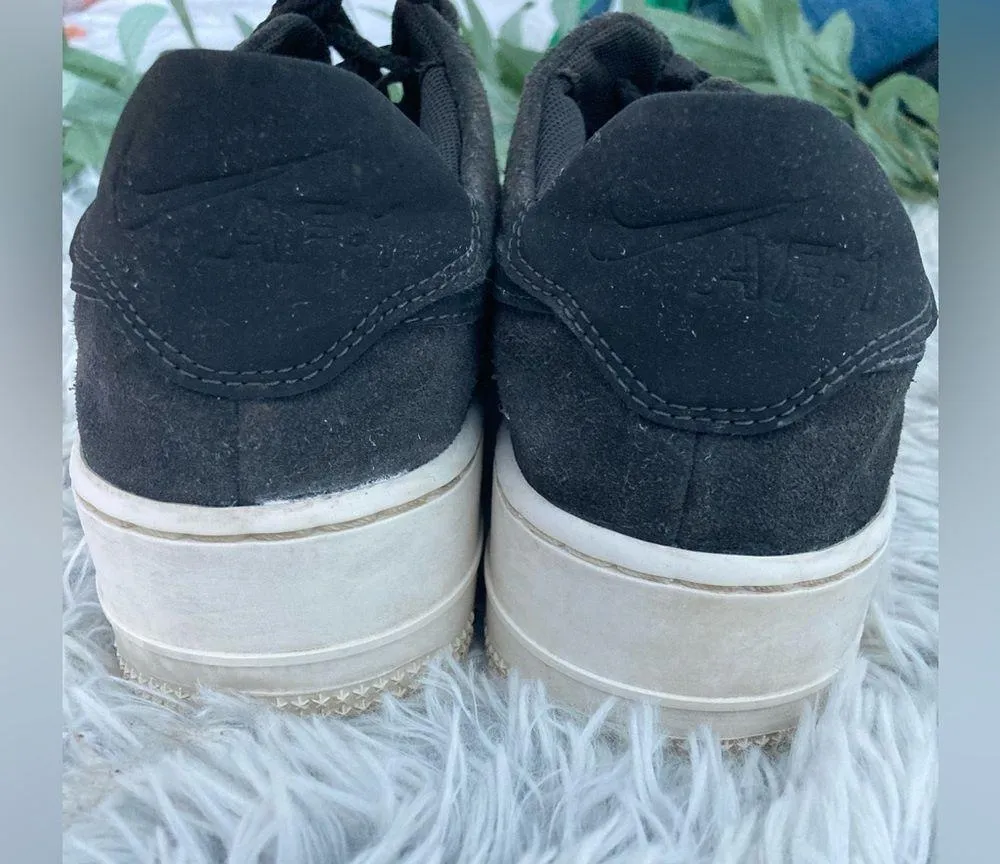 Nike Womens Air Force 1 Sage Night Black Suede Chunky Platform Sneakers - Image 9