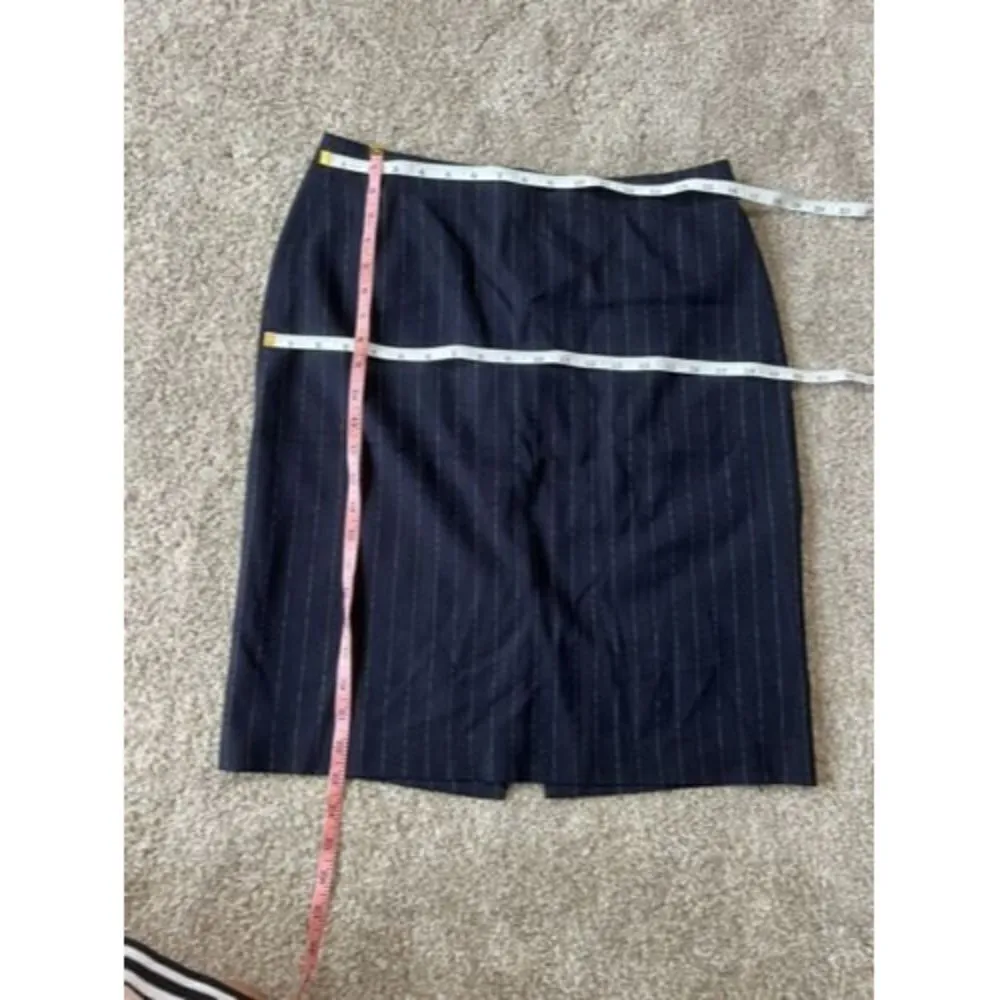 Donna Karan Womens Knee Length Knit Pencil Skirt Navy Blue Stripes Size 8 - Image 5