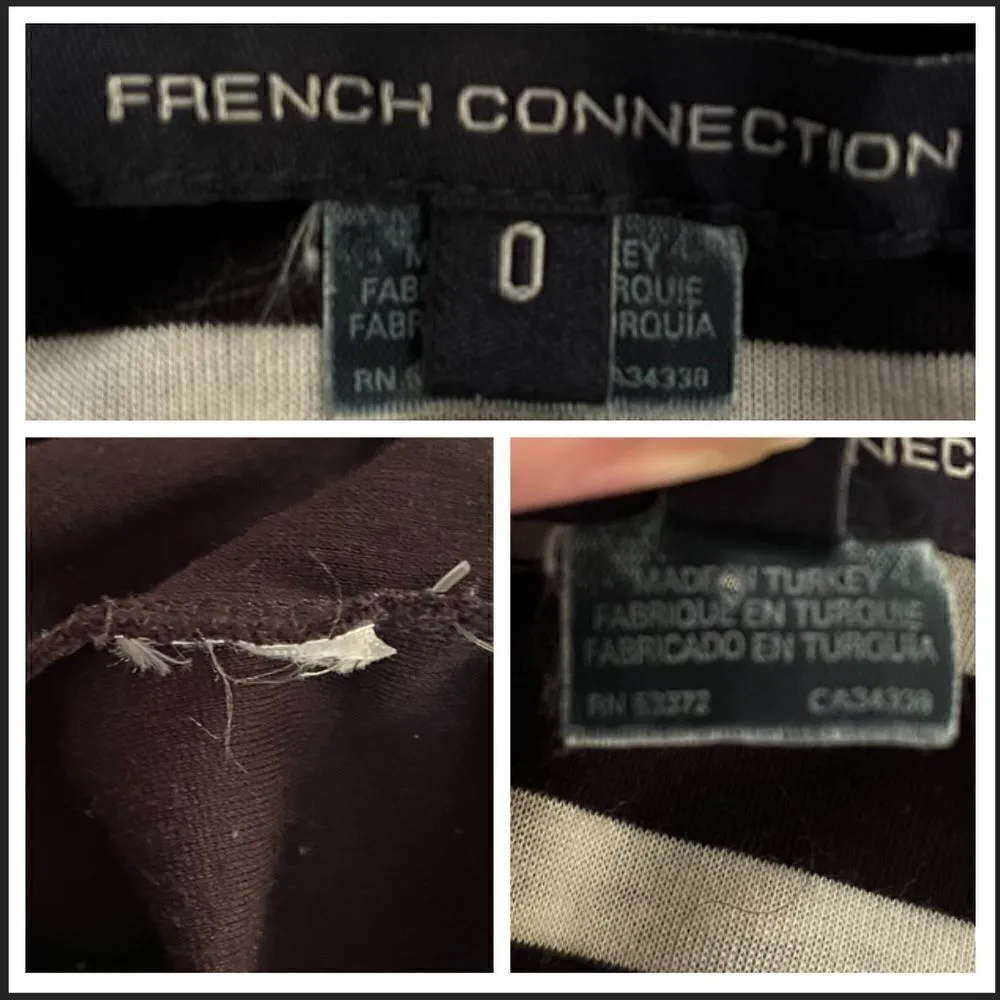 French Connection Stripe Twofer Mini Dress Dolan Half Sleeve Pleated Black 0 - Image 7