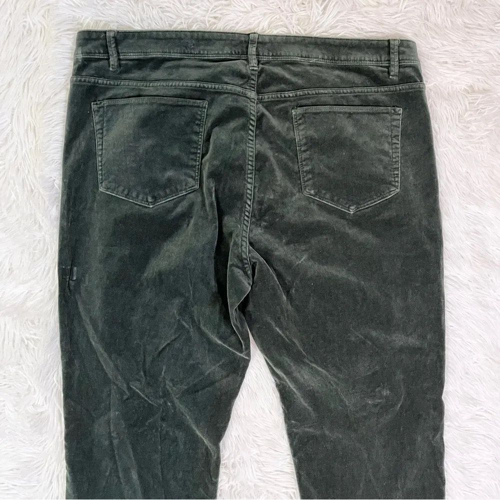 J. JILL High Rise Velvet Faux Suede Luxe Forest Green Skinny Pants Plus Size 14 - Image 6