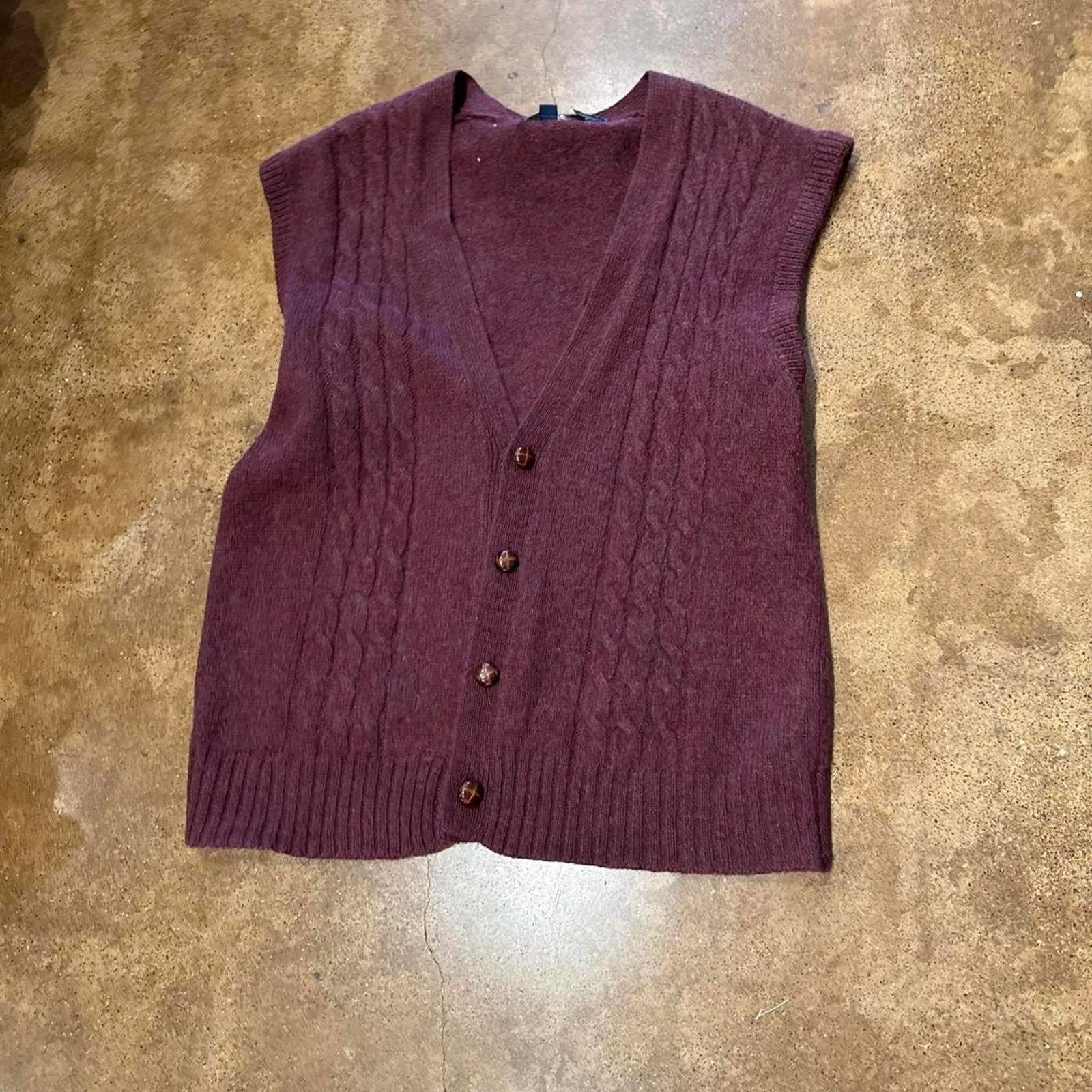 Vintage J Crew Burgundy Knit Button Up Sweater Vest - Image 2