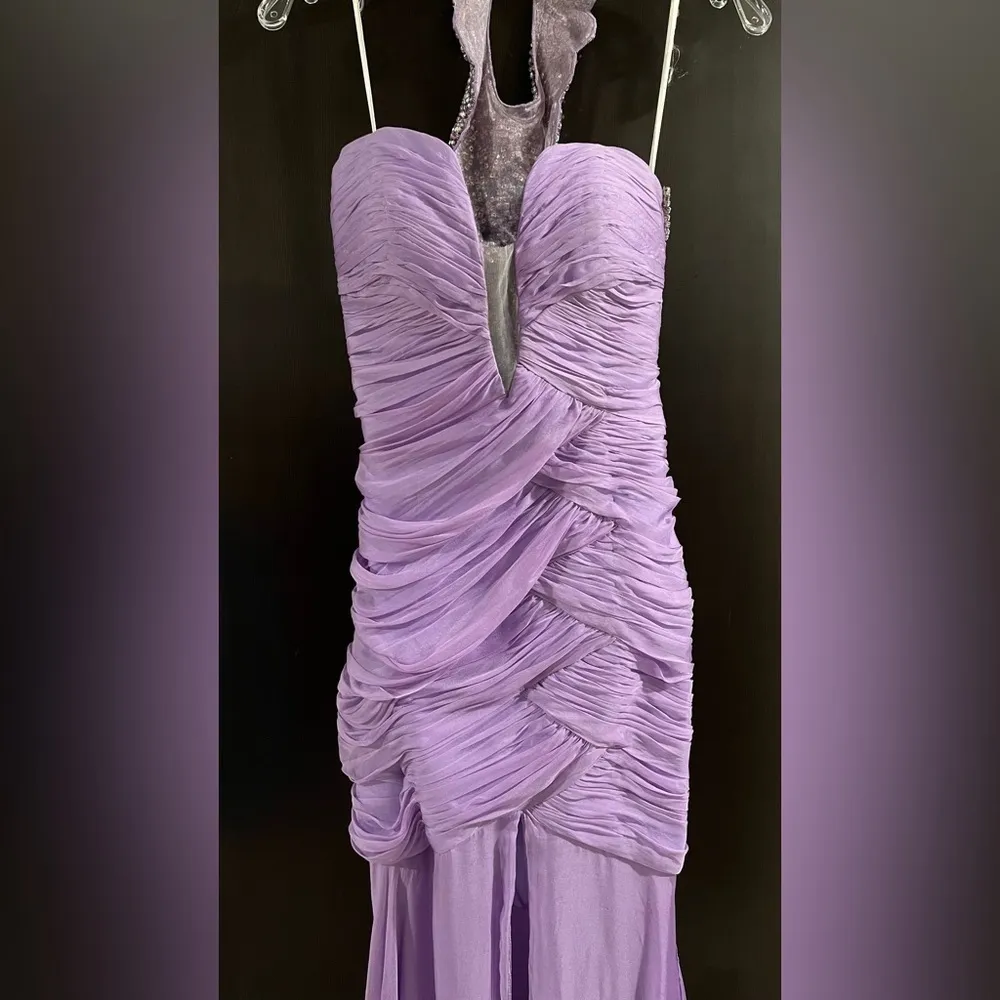 Mac Duggal Lavender Rhinestone Chiffon Custom  Pageant Collection Size 4 - Image 5