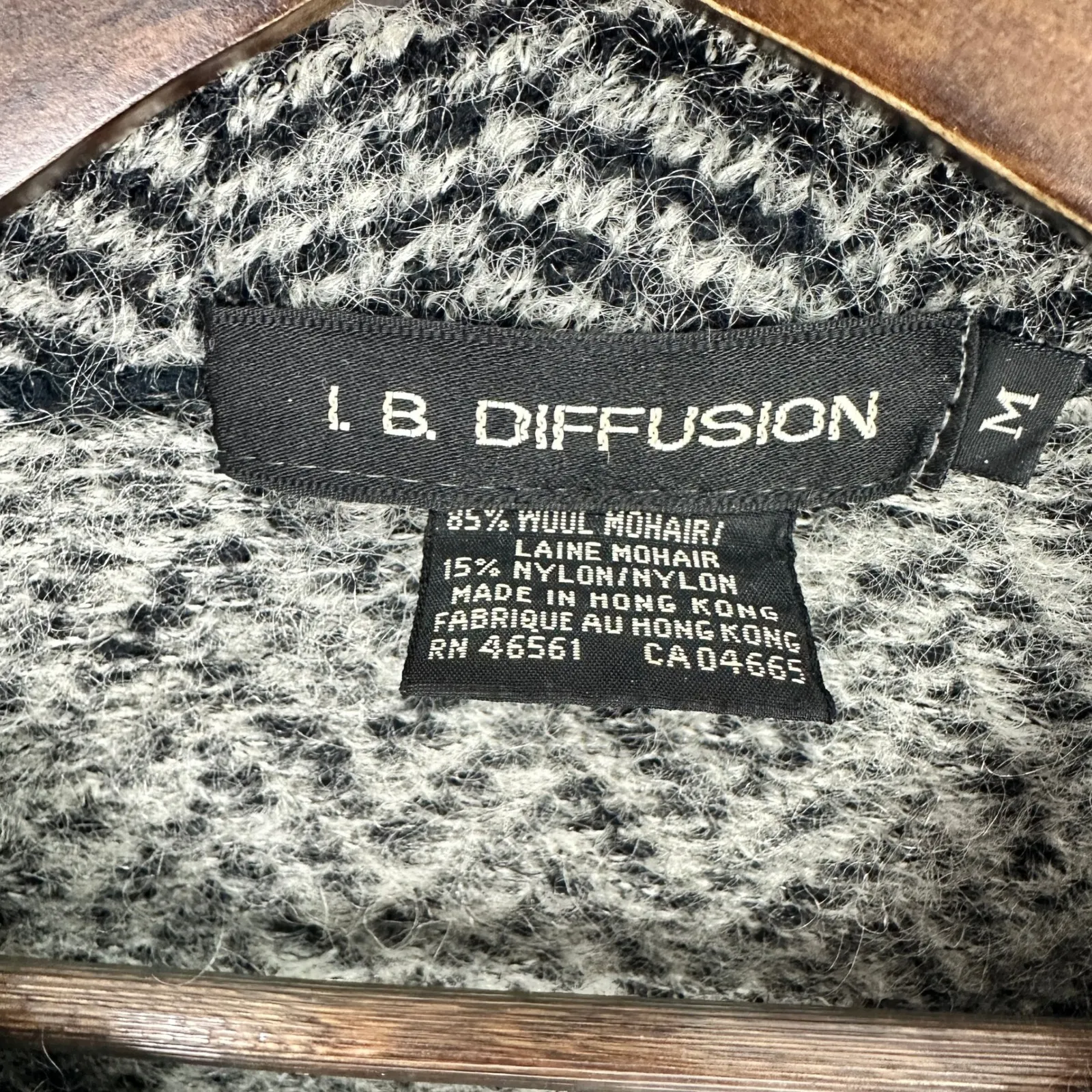 IB Diffusion Mohair Jacket Herringbone Medium Coatagin Dark Academia Old Money Black - Image 3