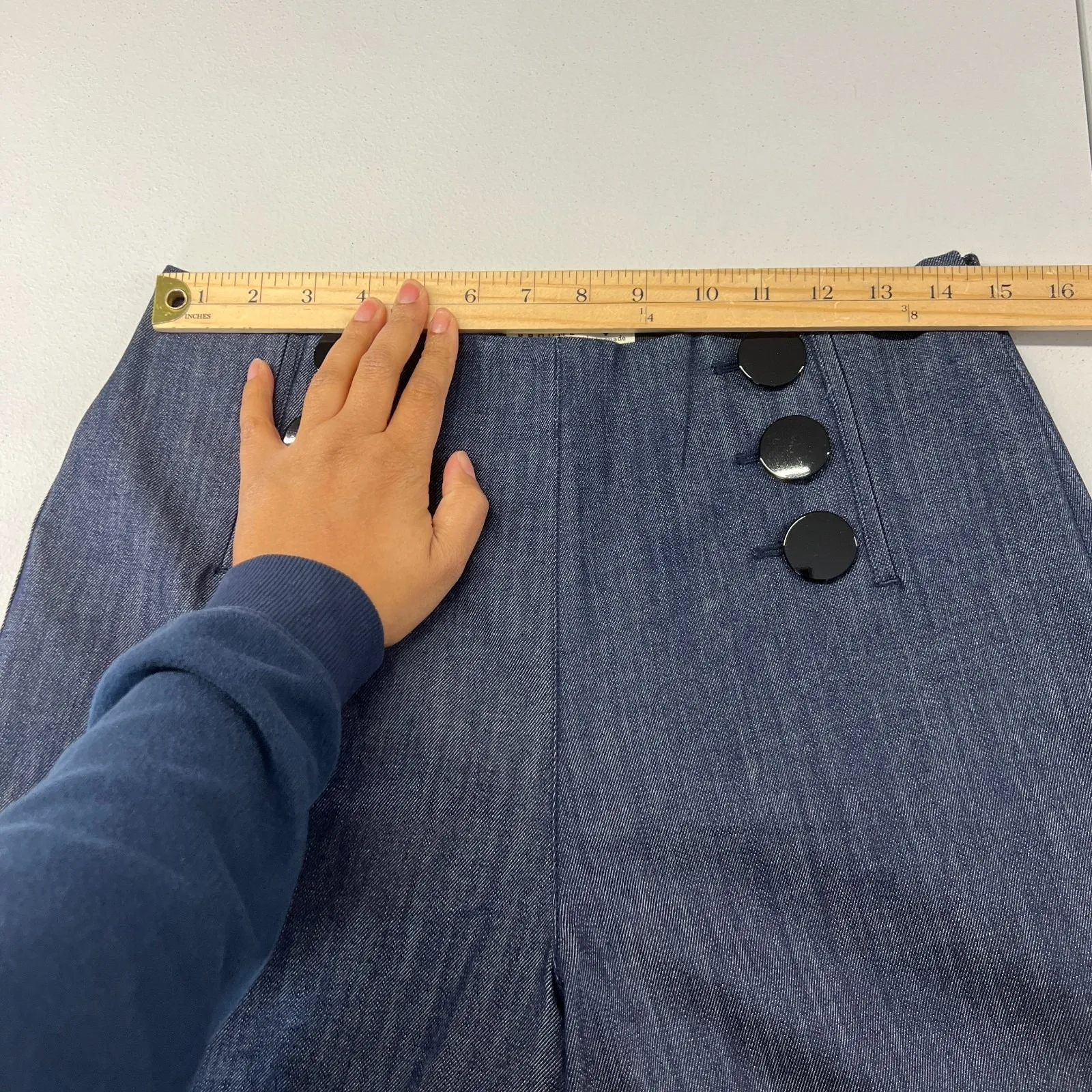 Kate Spade Broome Street Wide Leg Jeans Womens 29 Blue Button Front High Rise - Image 7