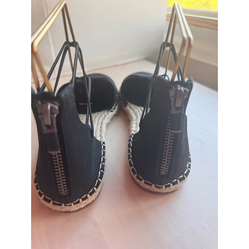 Eileen Fisher black Lace Leather Espadrille size 7.5 - Image 4