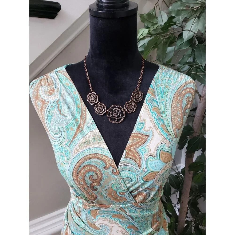 Merona Women's Multicolor Polyester V-Neck Sleeveless Knee Length Dress Medium - Image 2