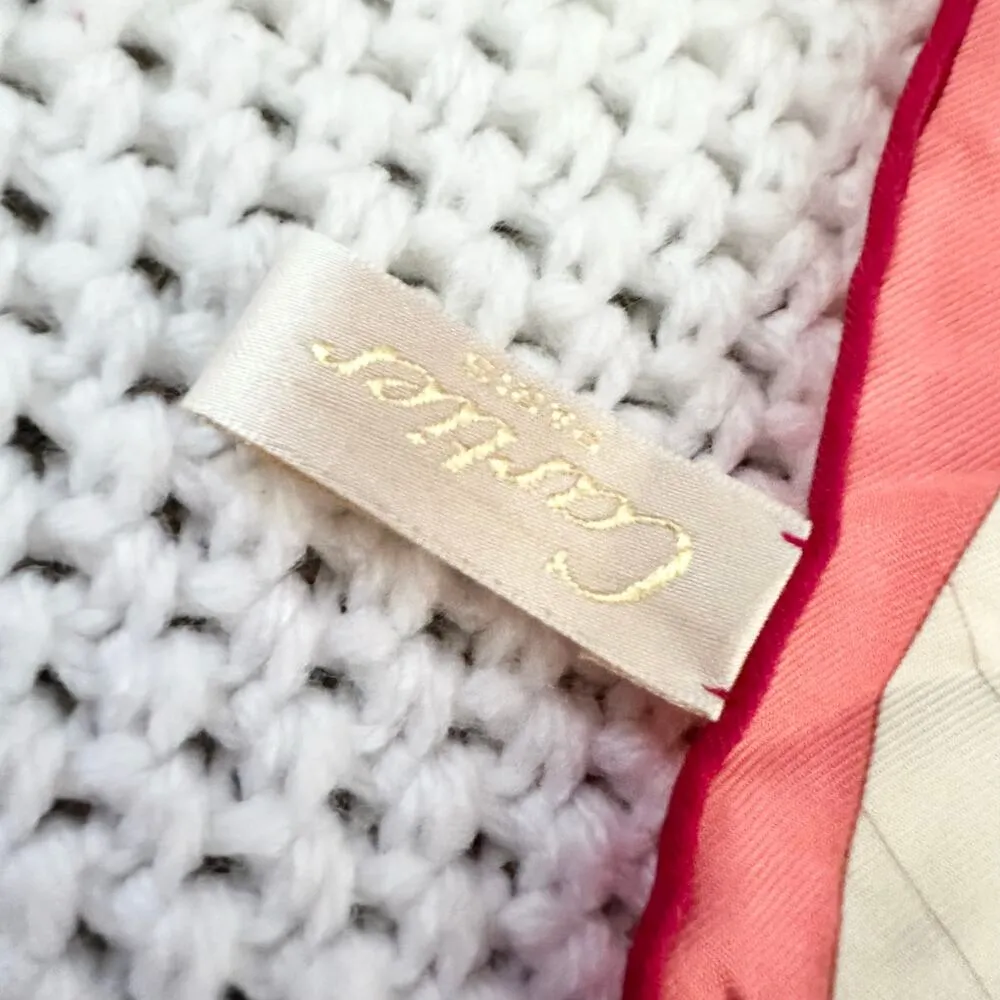 Cartier Pink Purple Ivory Geometric Skyline Cityscape Spellout Silk Square Scarf - Image 3