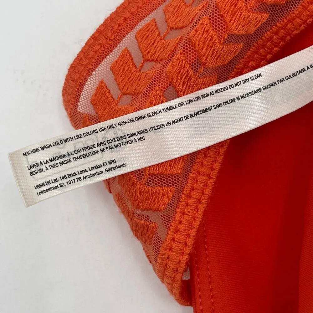 FREE PEOPLE MOVEMENT Desert Renegade Sports Bra Medium Lace Mandarin Red Orange - Image 14