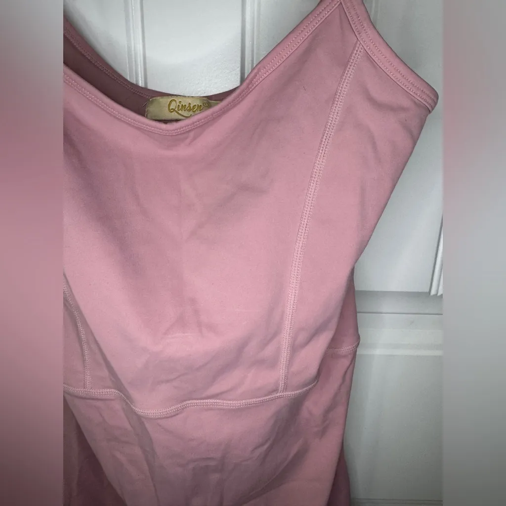 Qinsen Pink Athletic Romper with Spaghetti Straps Size M - Image 3
