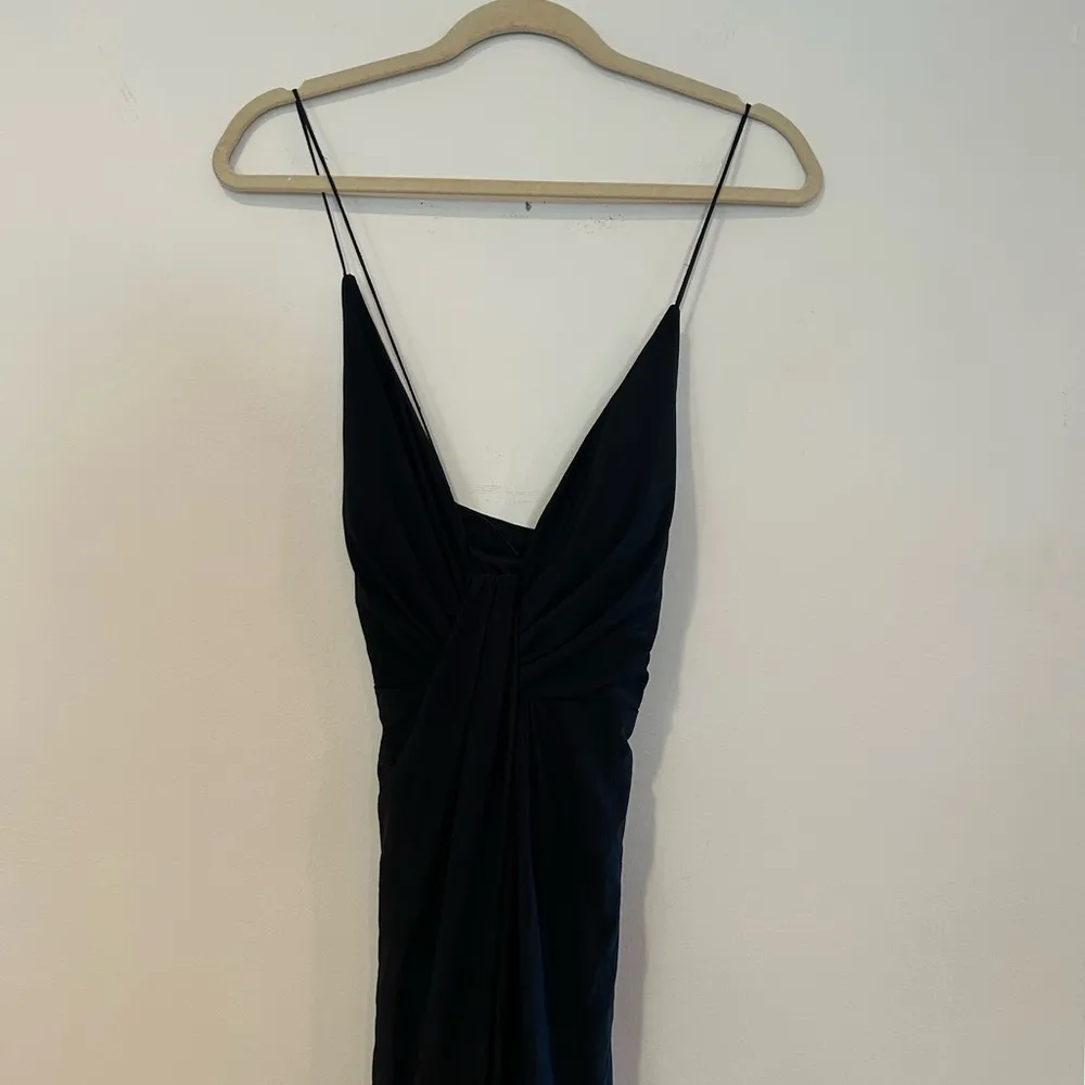 Aidan Mattox Metallic Drape Formal Maxi Dress Black Size 4 Plunge Neckline Event - Image 9