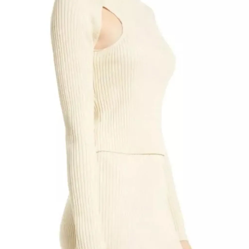 Open Edit Cream Sparkle Ribbed Cutout Sweater - Image 10