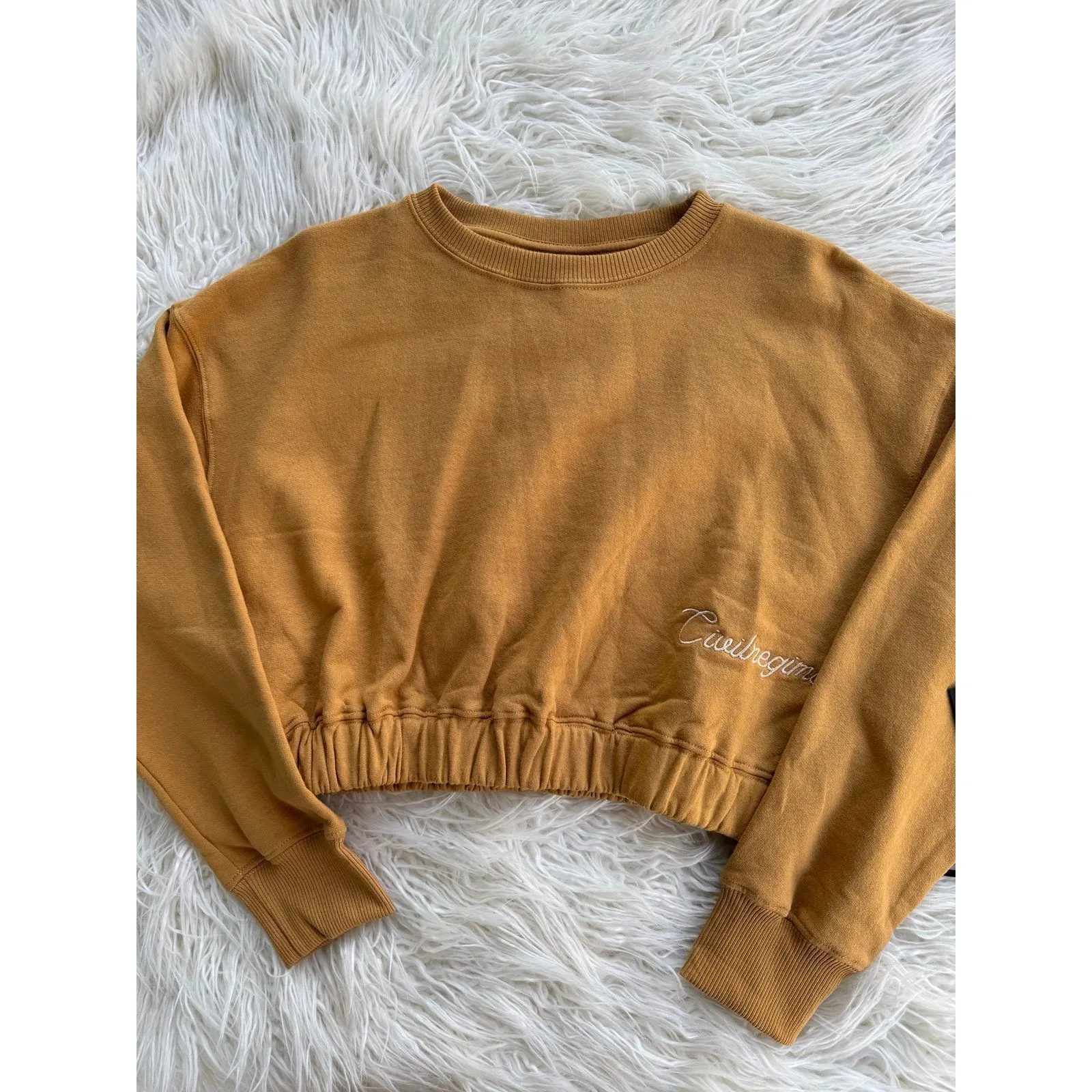 Civil Regime Cropped Sweatshirt Size Small Yellow - Image 3