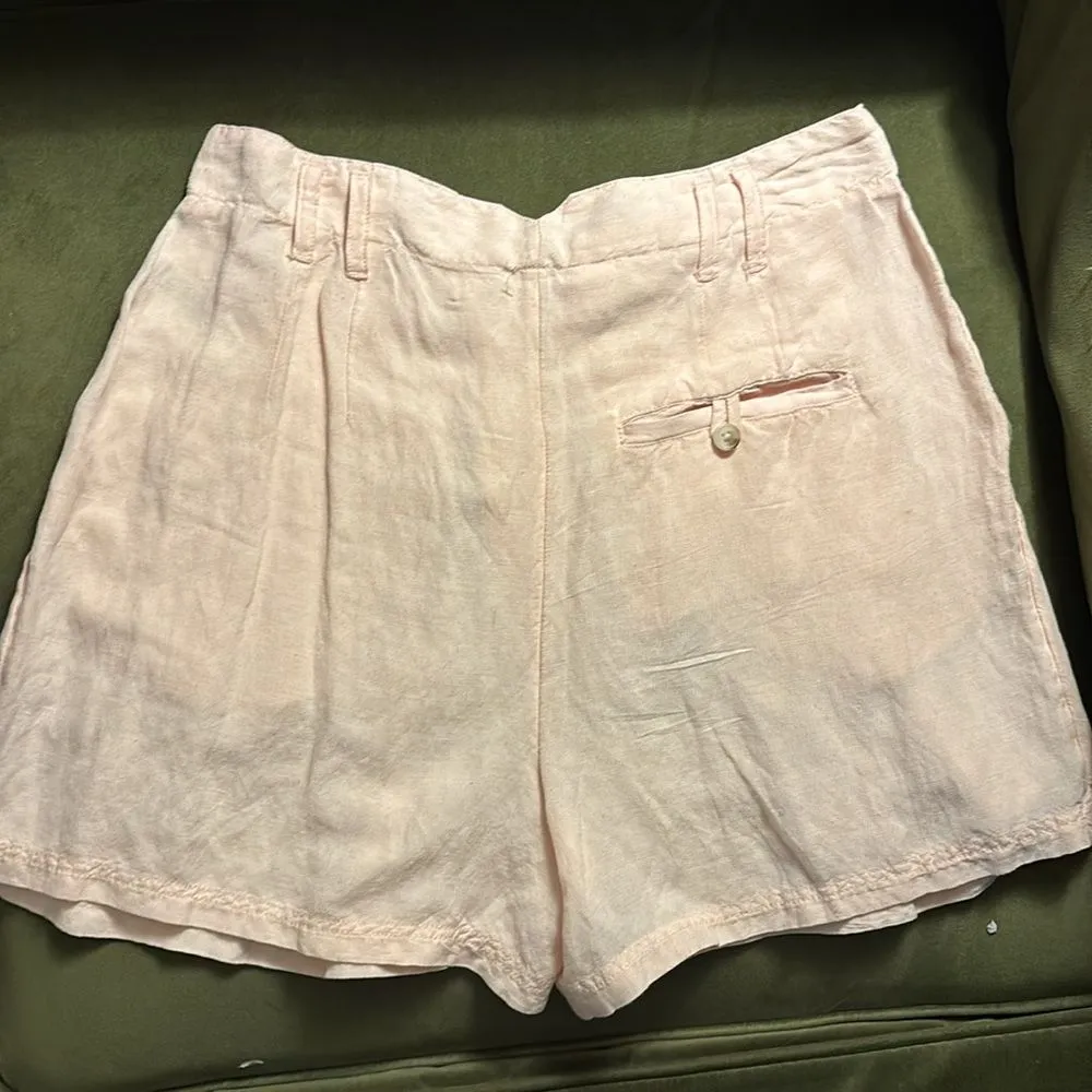 Free People Womens Calla Linen Trouser Shorts Light Pink Sz 10 NEW - Image 4