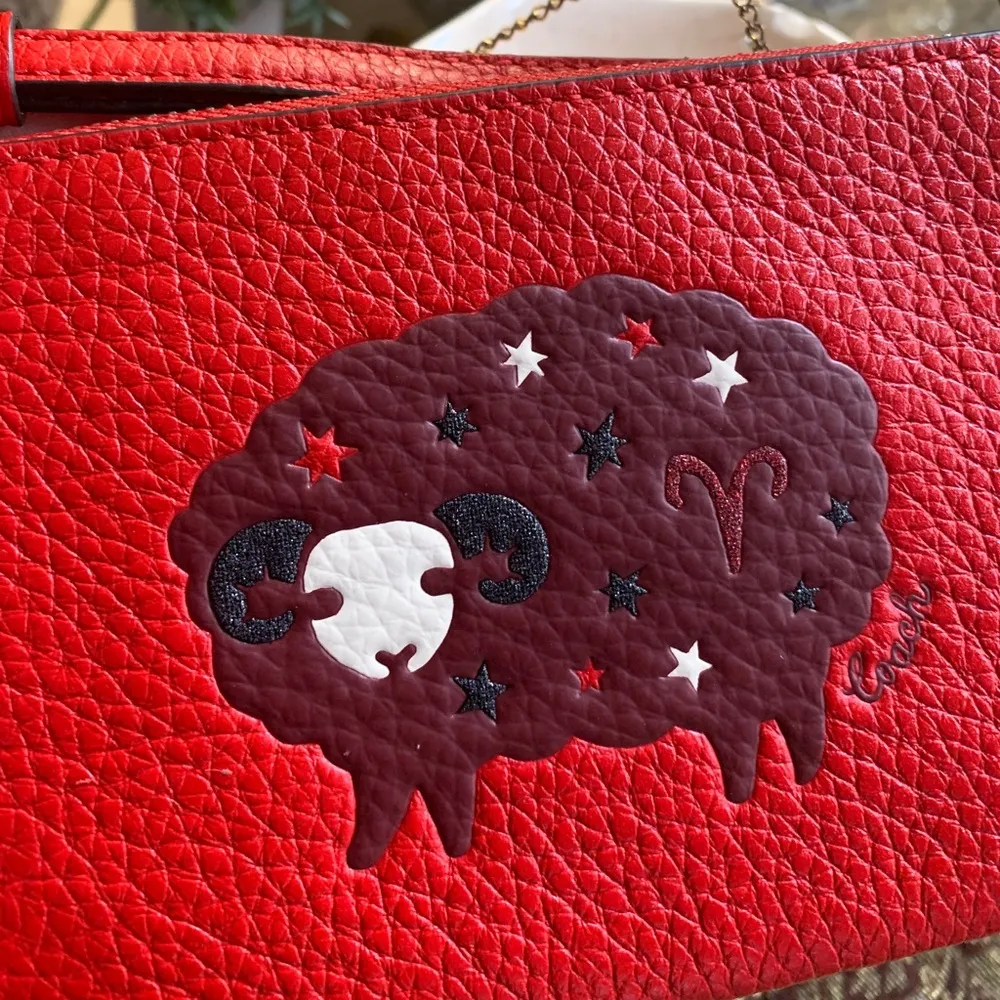 LIMITED ED❤️Authentic COACH Pebbled leather zip wristlet with Aries print - Image 7