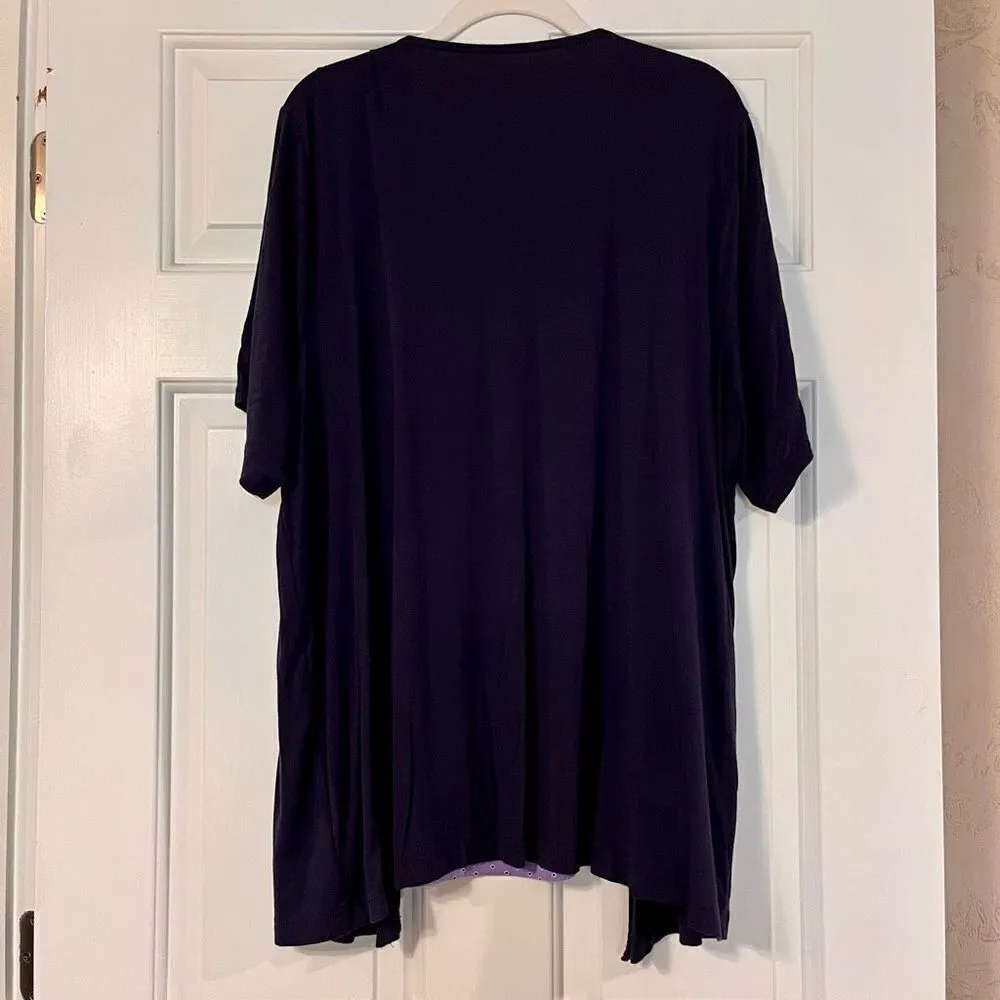 Croft & Barrow Women’s 2X 2 in 1 Cardigan Set Navy Cardigan Purple Undershirt - Image 5