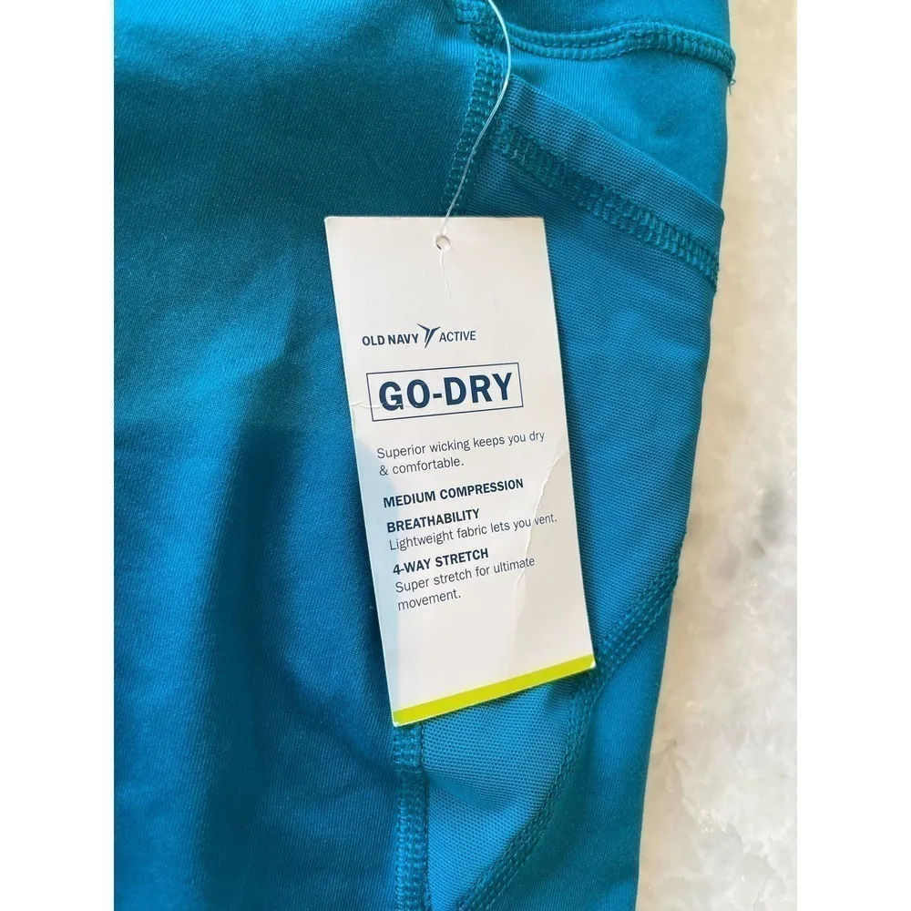 Old Navy Active Womens Size Extra Small Power Soft Bright Teal Biker Shorts​​ - Image 5