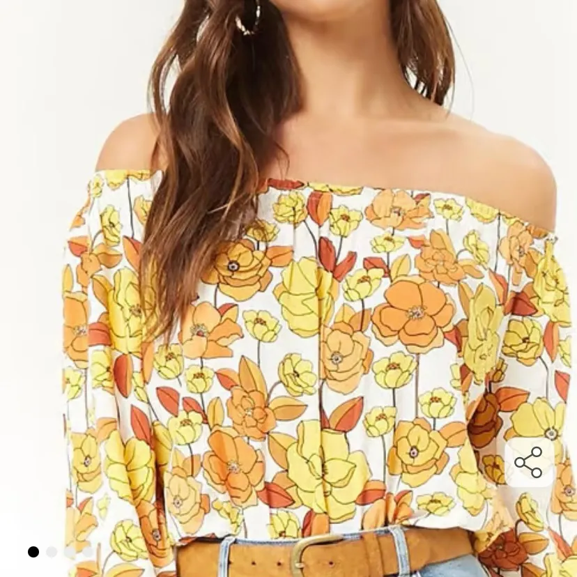 Forever 21 Off Shoulder Retro Floral Crop Top - Image 2
