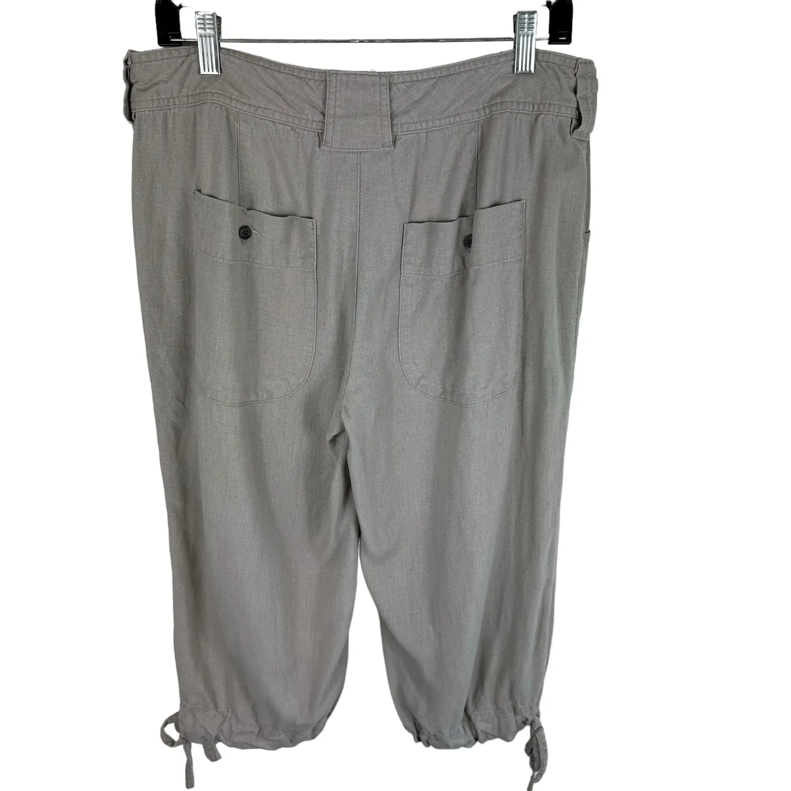 Cabela's Tan Linen Viscose High Rise‎ Lightweight Capri Casual Pants Size 10 - Image 2