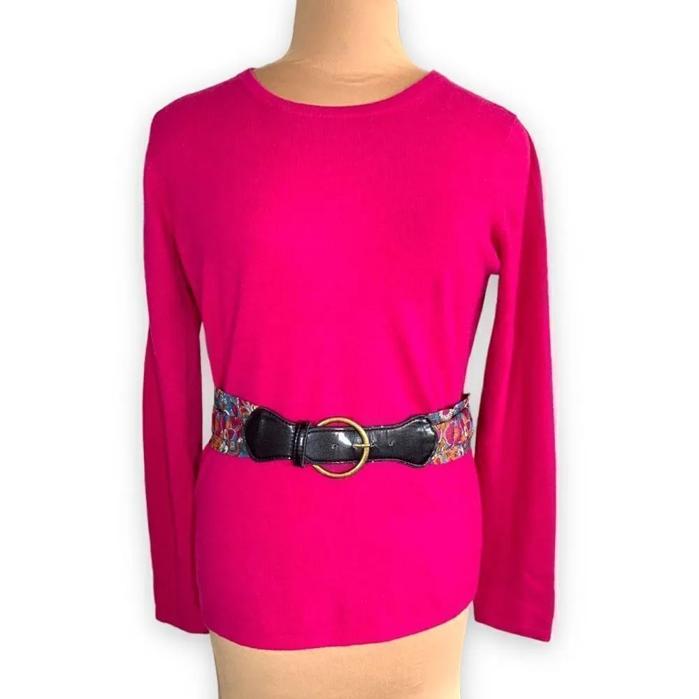 Forever 21 Belt Retro Floral Pattern Hot Pink Multicolored Circle Belt Enclosure - Image 5