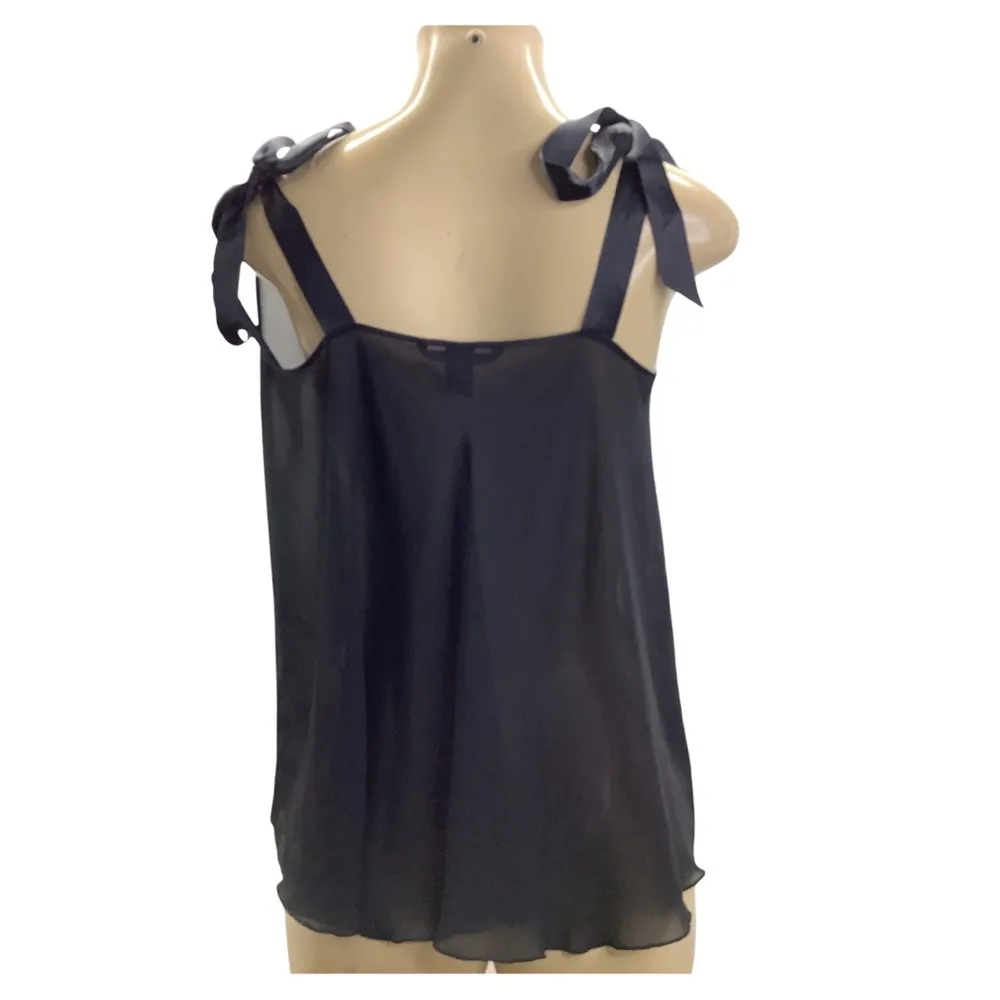 Victoria’s Secret Sheer Lettuce Trim Top With Satin Ribbon Ties (Preowned) - Image 3