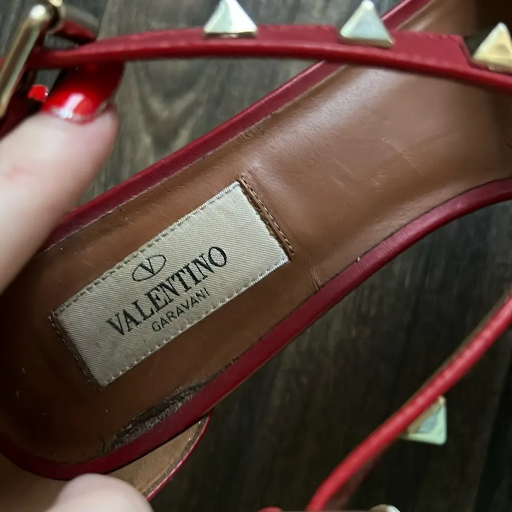 Valentino RED STUDDED STRAP SANDAL Size 7 - Image 10