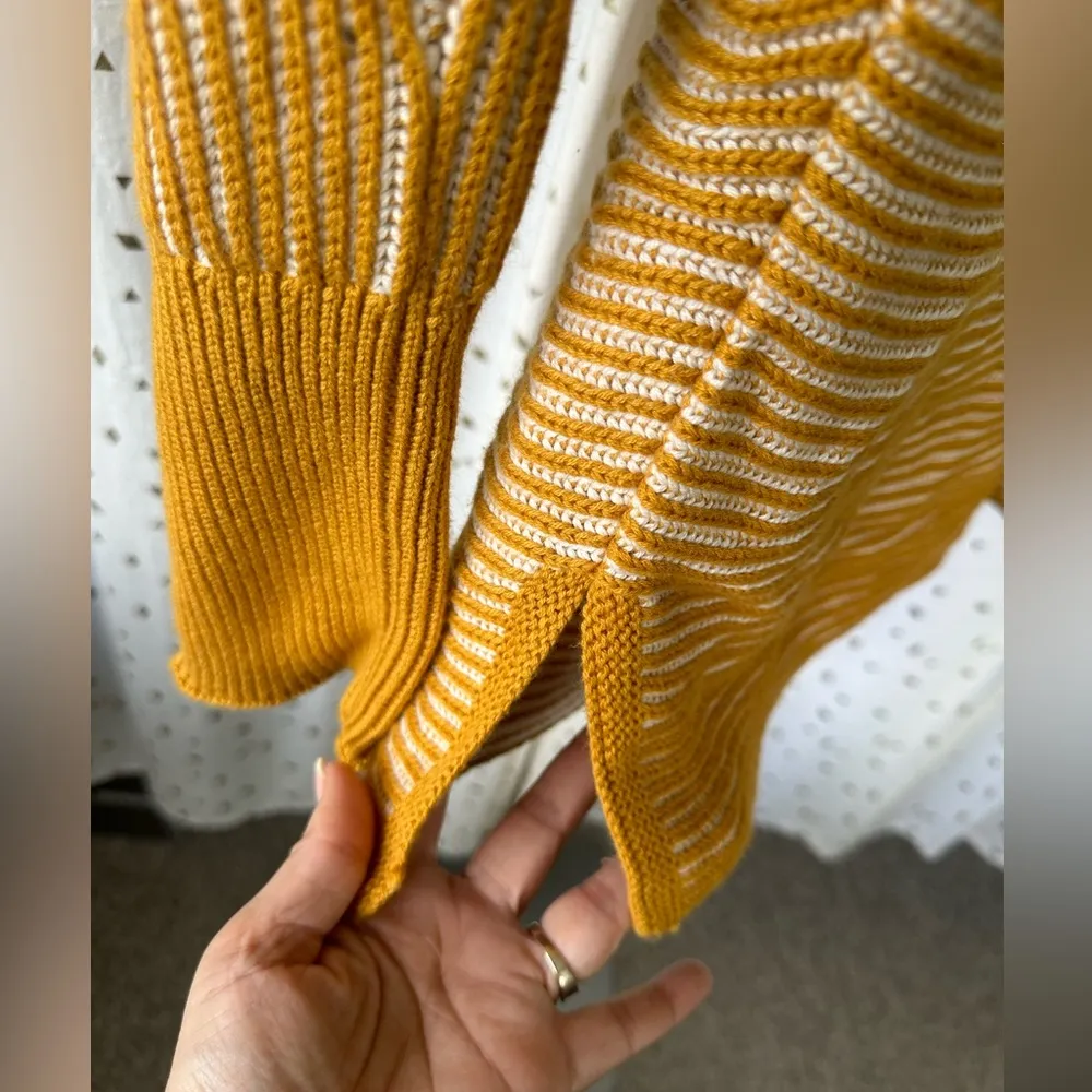 Max Studio Stripe Knit Fisherman Rib Stitch Dolman Boat Neck Sweater L - Image 5