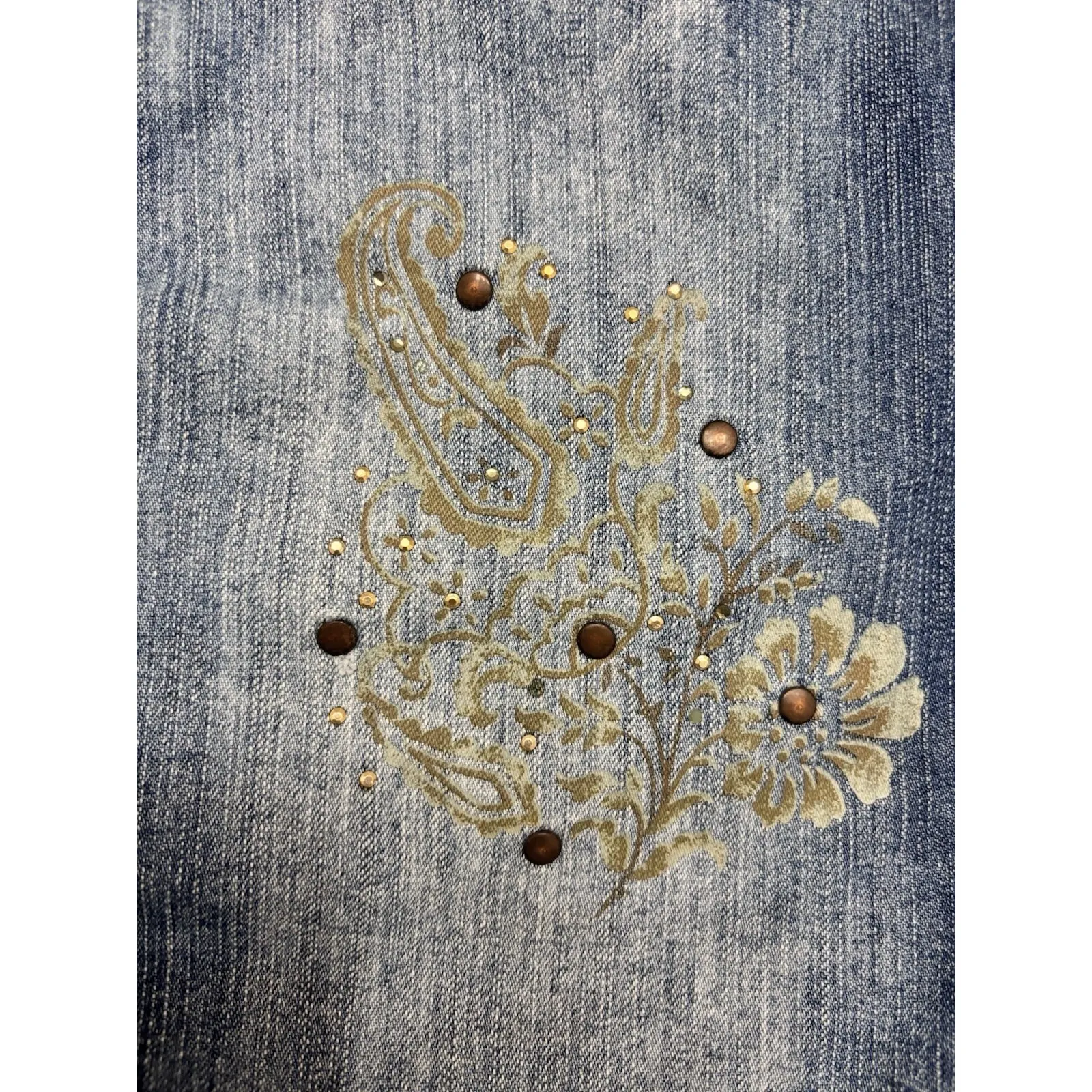 Vintage Faded‎ Glory Jeans Denim Skort Women's Size 4  Embroidered Studs Paisley - Image 8