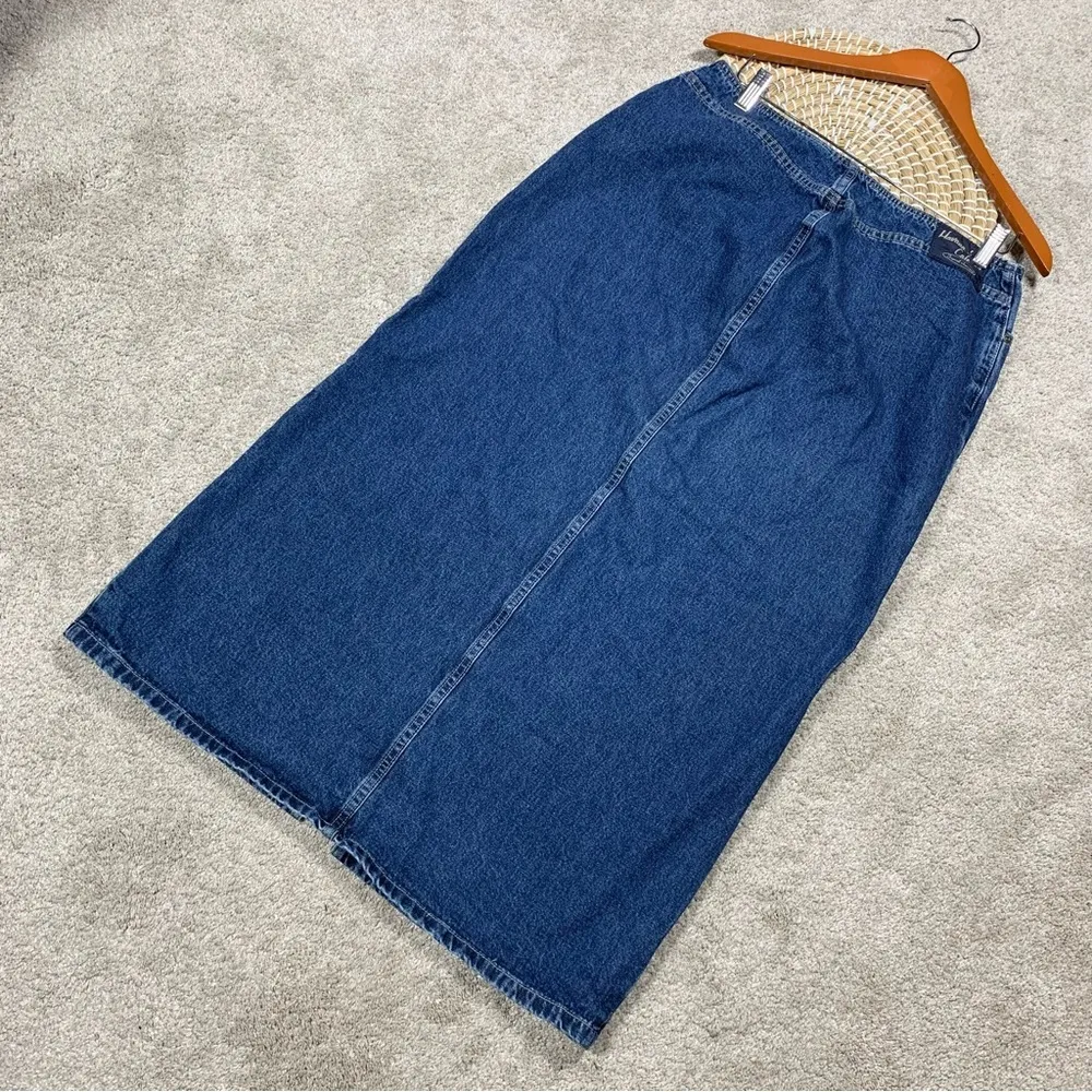 Havana Jack’s Cafe Tropical Jeanswear Denim Midi Skirt Front Slit Equestrian 14 Blue - Image 4