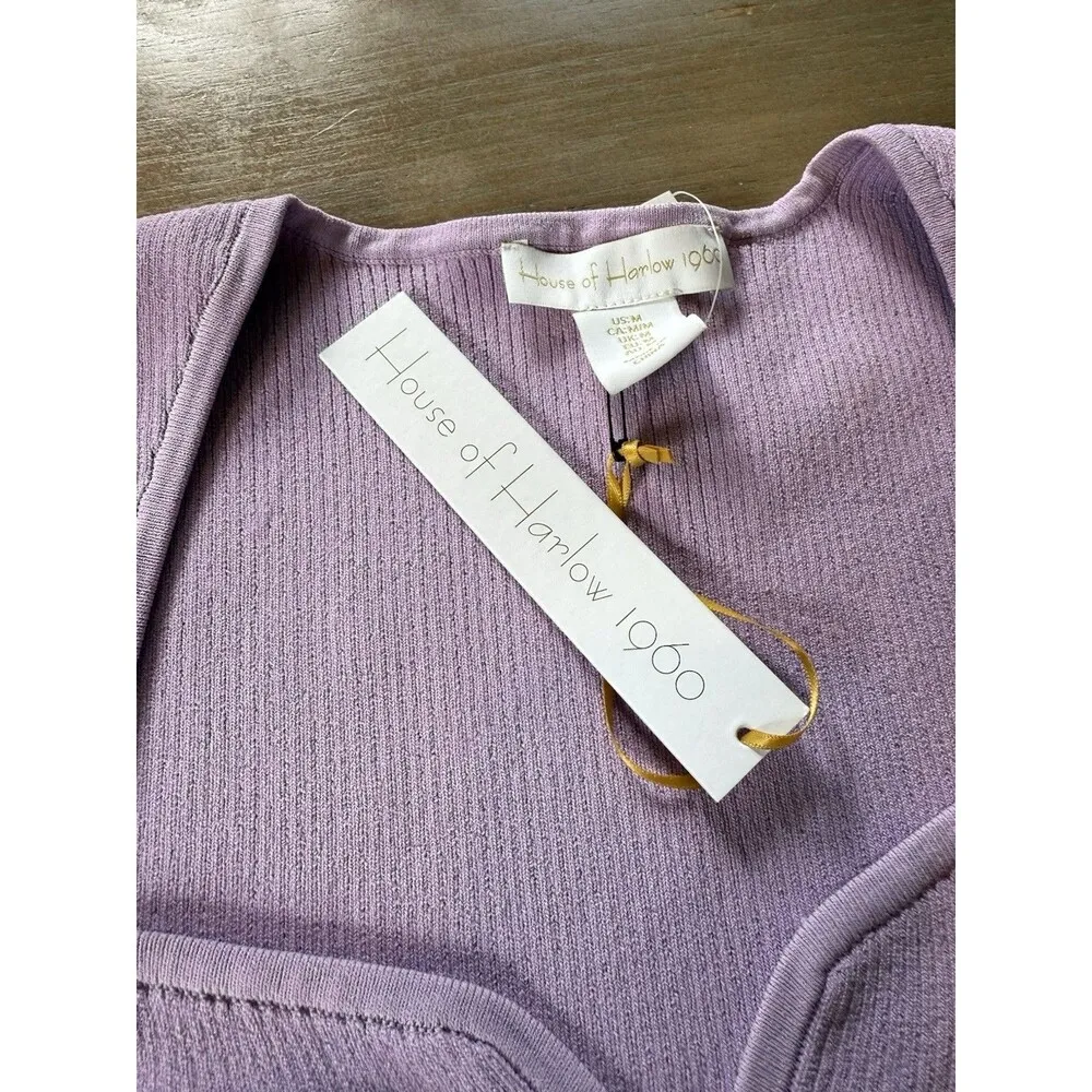 House of Harlow 1960 Tank Top Size M Lilac NEW Ribbed Stretch Sweetheart V Neck Purple Size M - Image 3