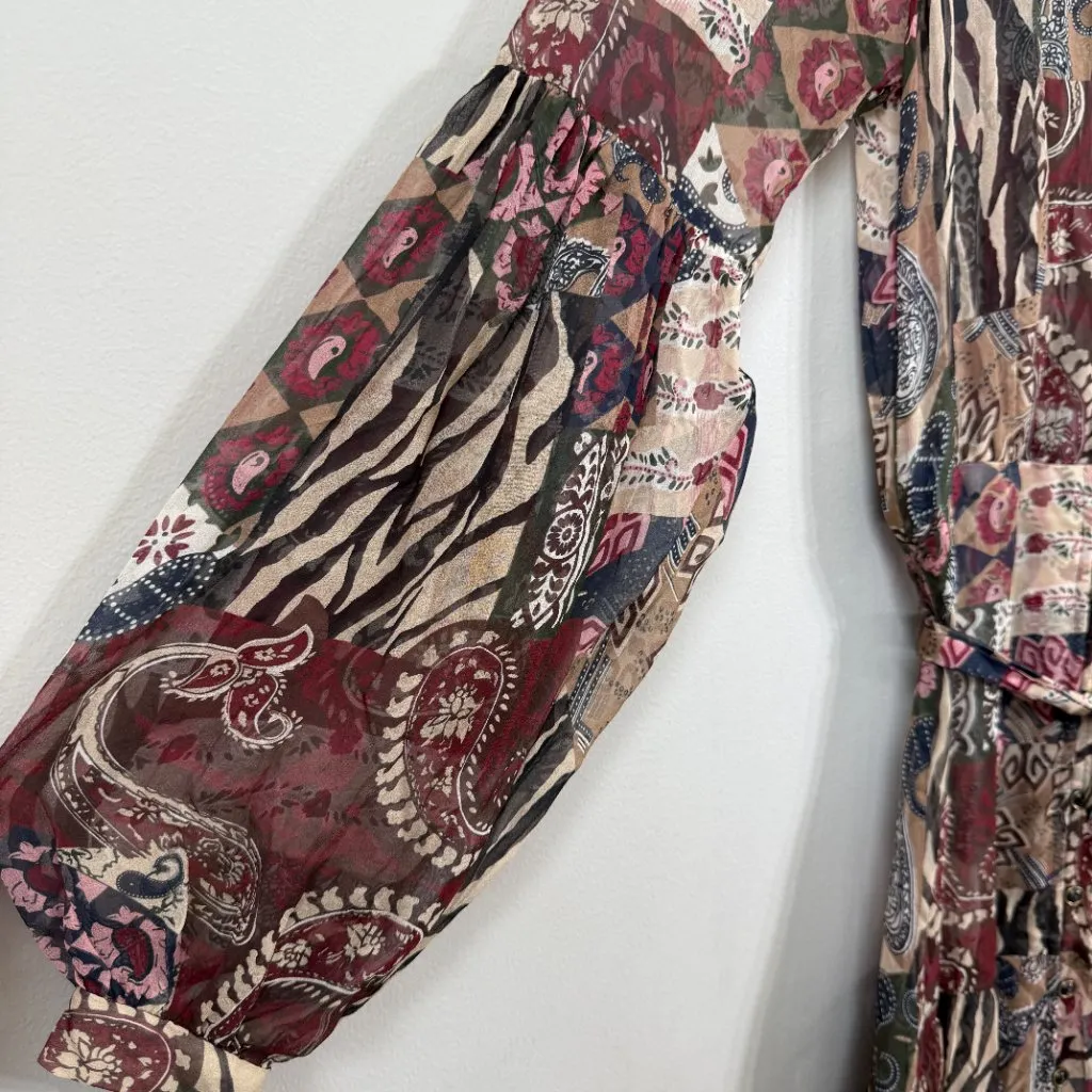 Veronica Beard Isra Multi-Print Silk Maxi Dress Women's 0 Paisley Tie Waist NWOT - Image 12