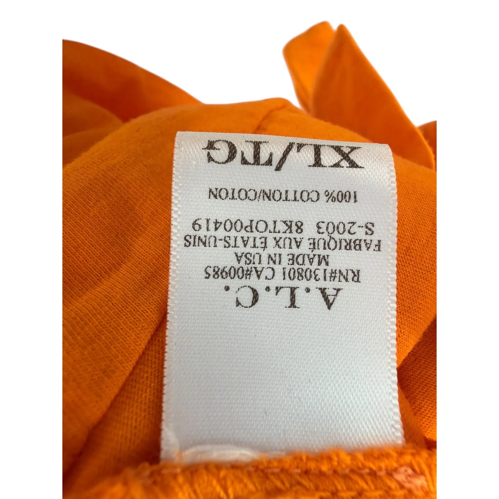 A.L.C. Josie Orange Tie Waist Puff Sleeve Cotton Top XL NWT Wrap Resort Vacation - Image 6