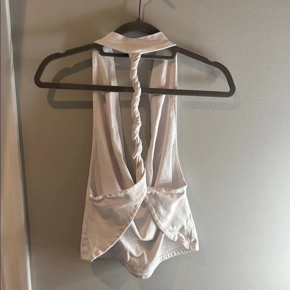 ZARA  Cream Draped Halter Top - Image 4