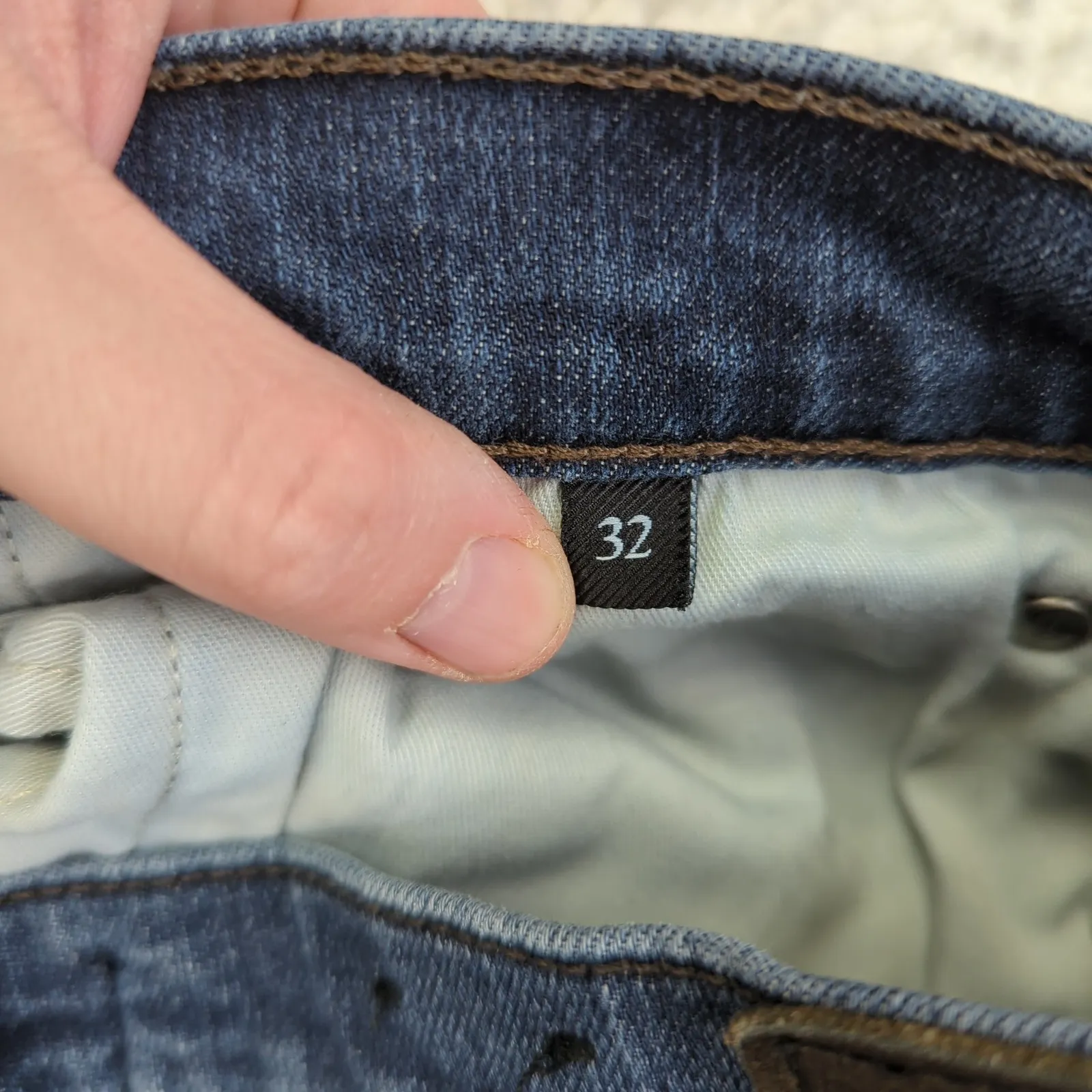 7 For All Mankind The Straight Leg Jeans Womens 32 Blue Denim‎ Cuffed Ankle - Image 6