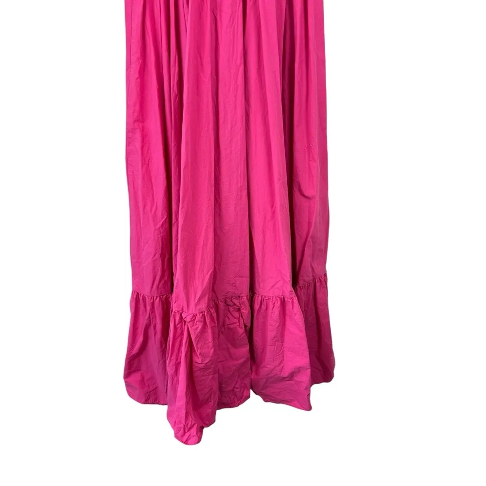 ZARA Hot Pink Puff Bubble Sleeve Tiered‎ Midi Dress Flowy Barbie Feminine XS - Image 4
