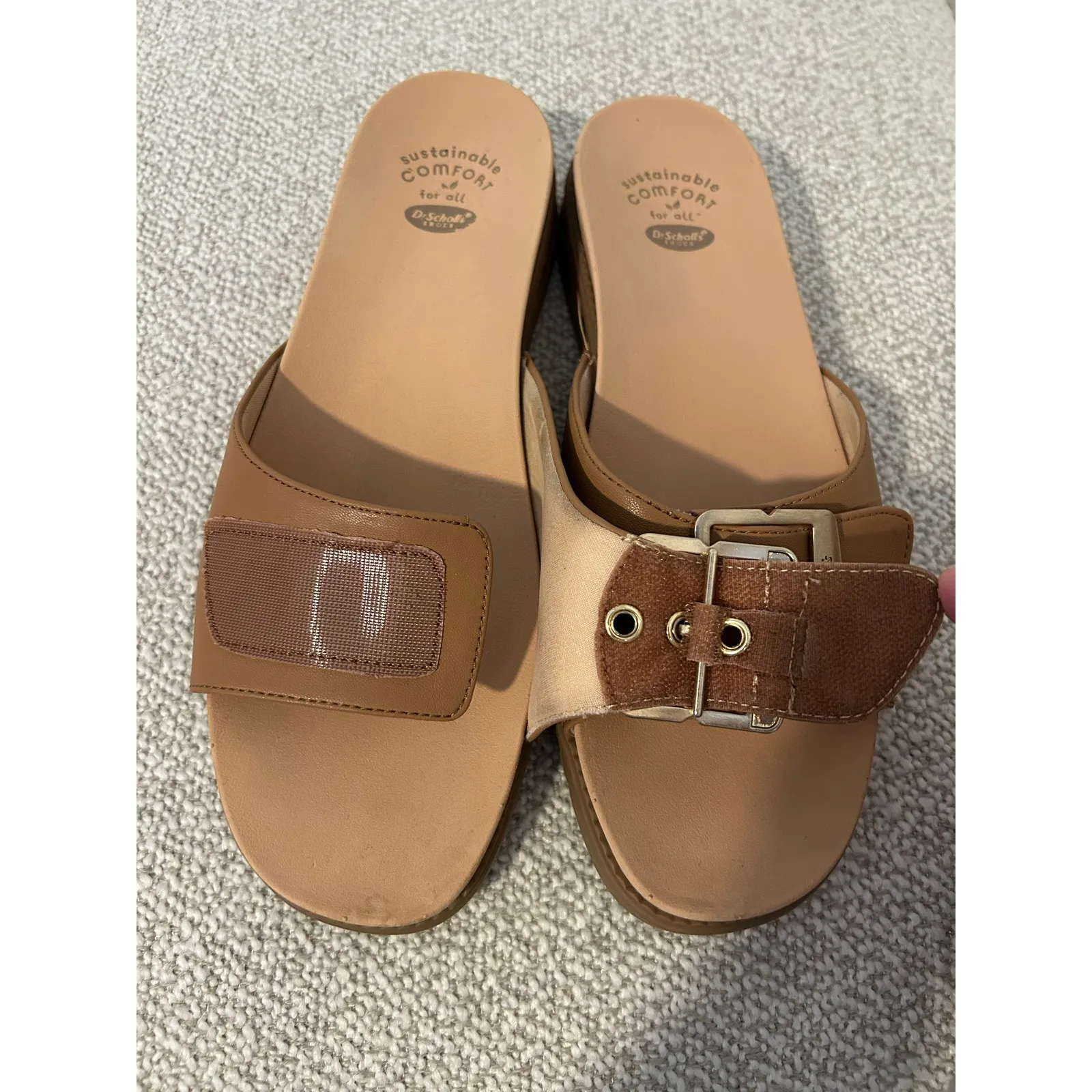 Dr Scholl’s Iconic Bockle Sandals Get it Movin Honey Velcro Slide Brown Gold 9 - Image 9