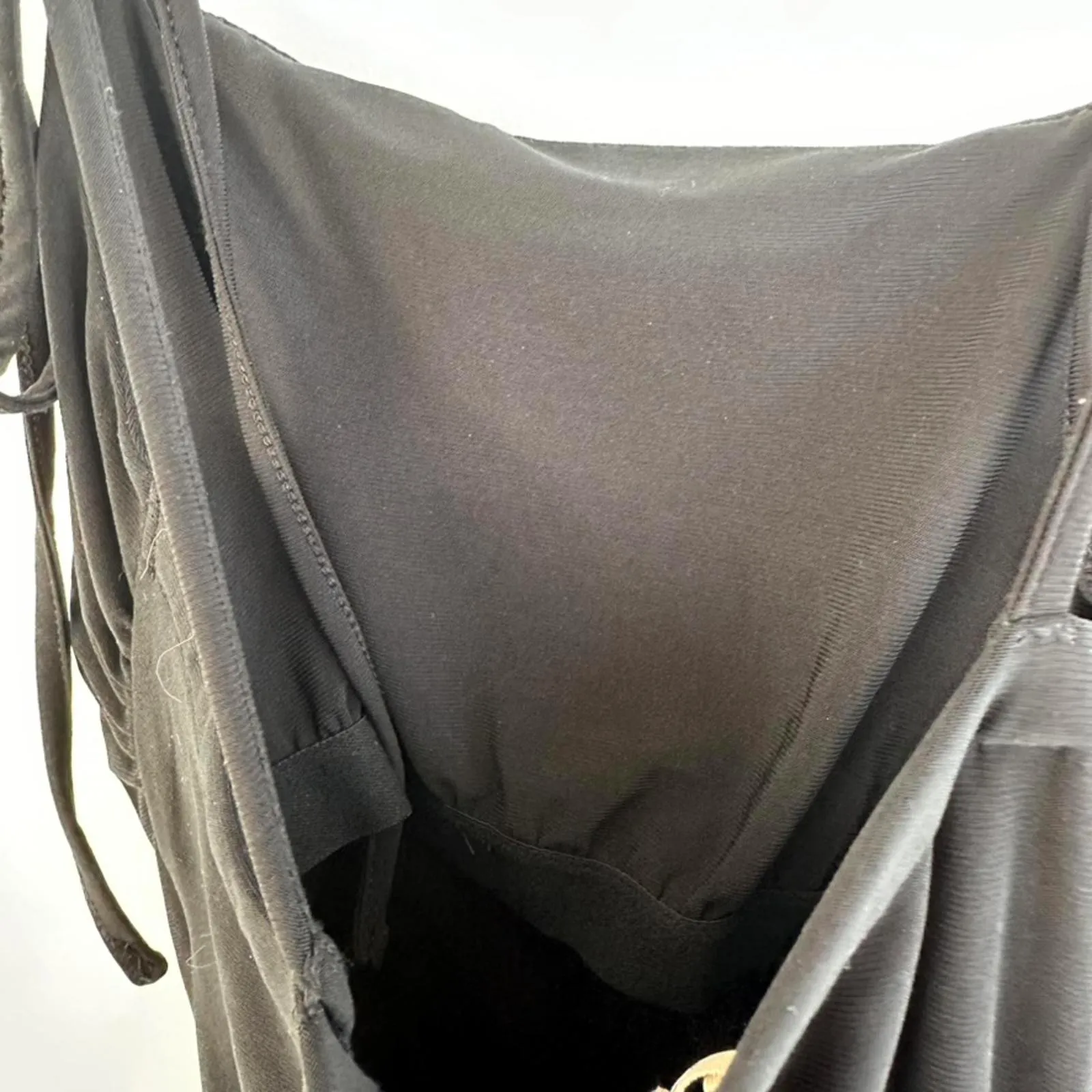 Black Mini Dress Tie Shoulder Square Neck XXS Open Edit - Image 6