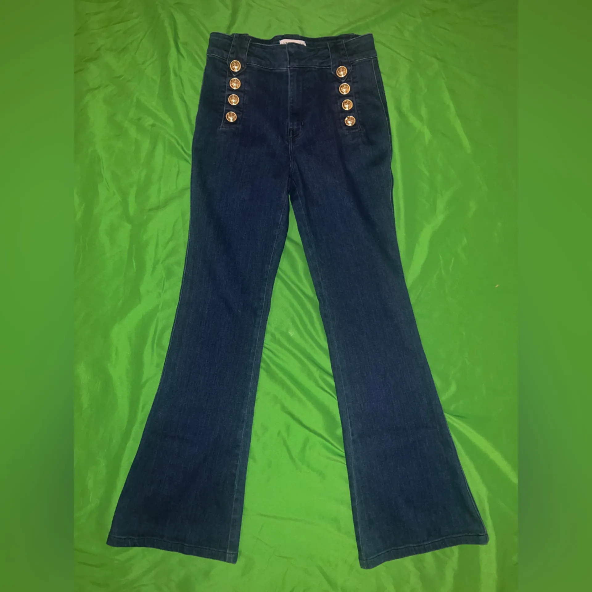 Derek Lam 10 Crosby Robertson Cropped Sailor Jeans w Gold Button Accents sz 27 - Image 3